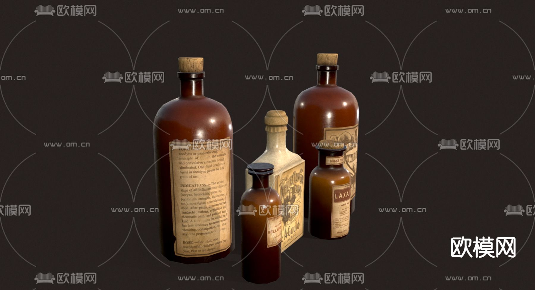 欧式古典药瓶3d模型下载（渲染图3）