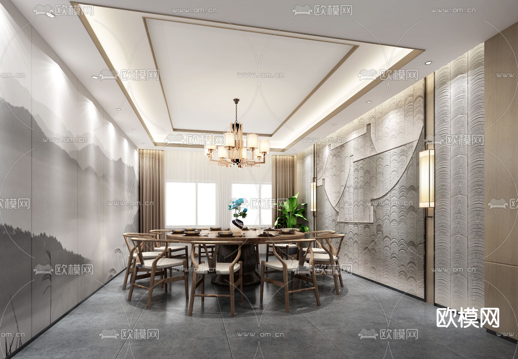 新中式包厢 包间 包房3d模型下载