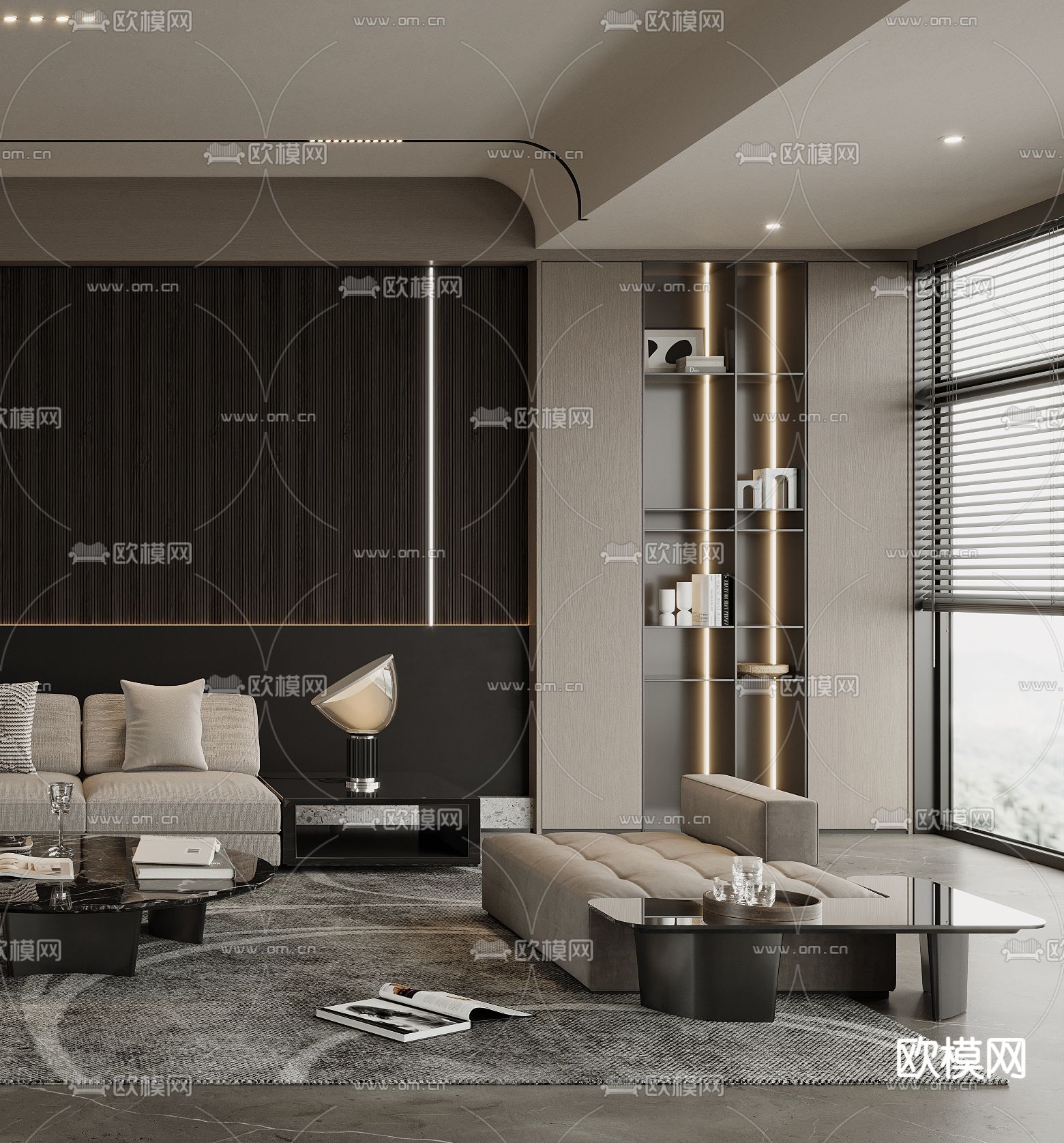 现代客厅3d模型下载（渲染图3）