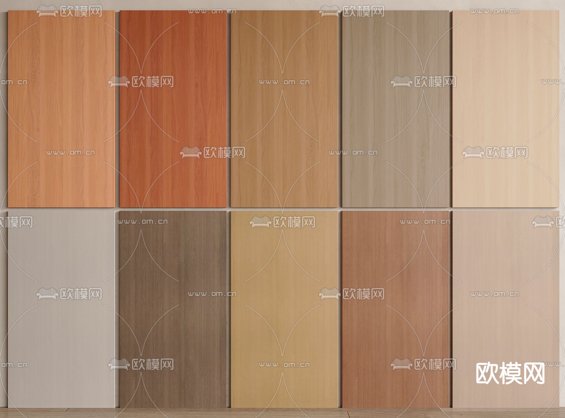 木饰面护墙板su模型下载（渲染图2）