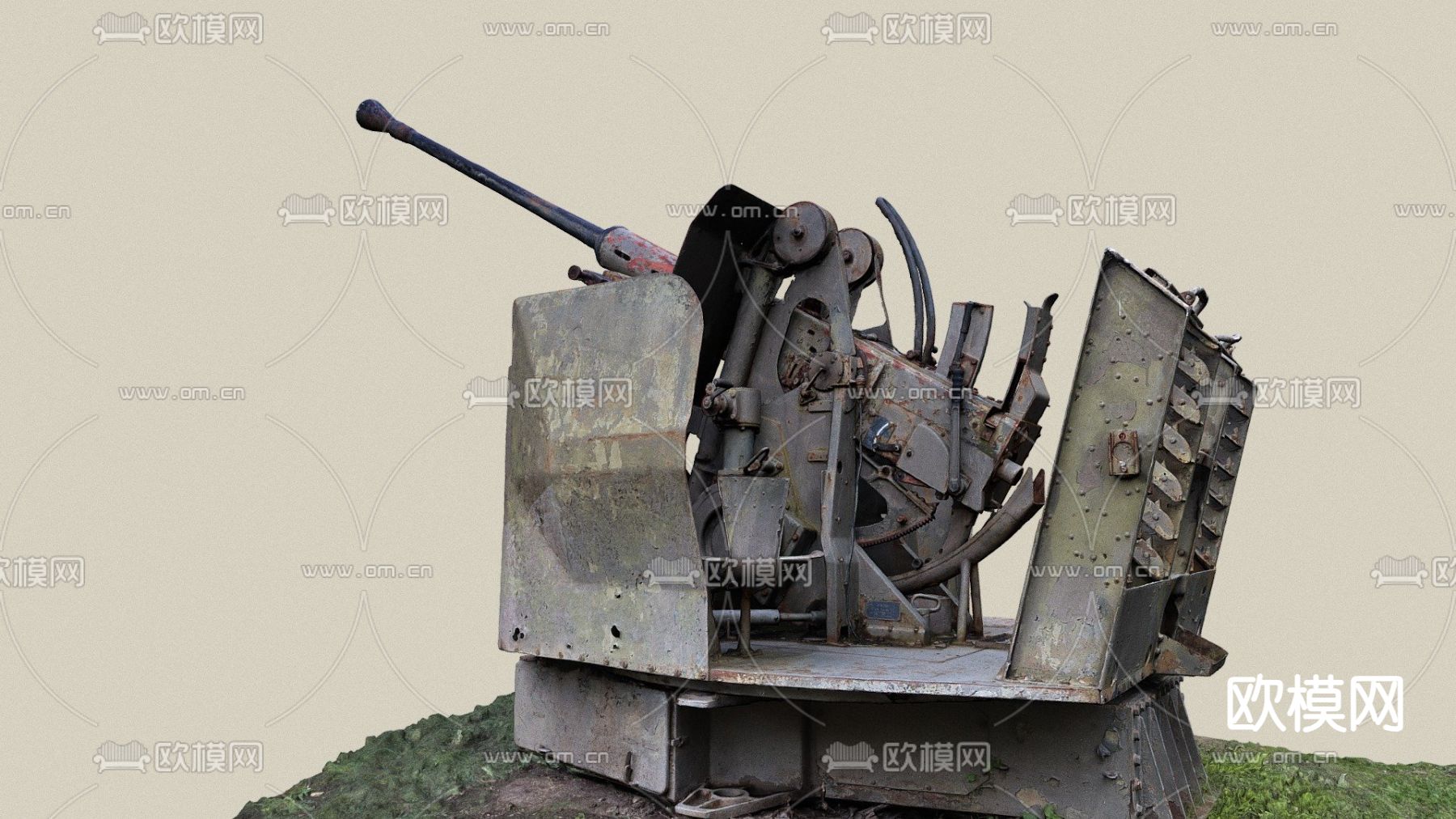 工业风大炮3d模型下载（渲染图1）
