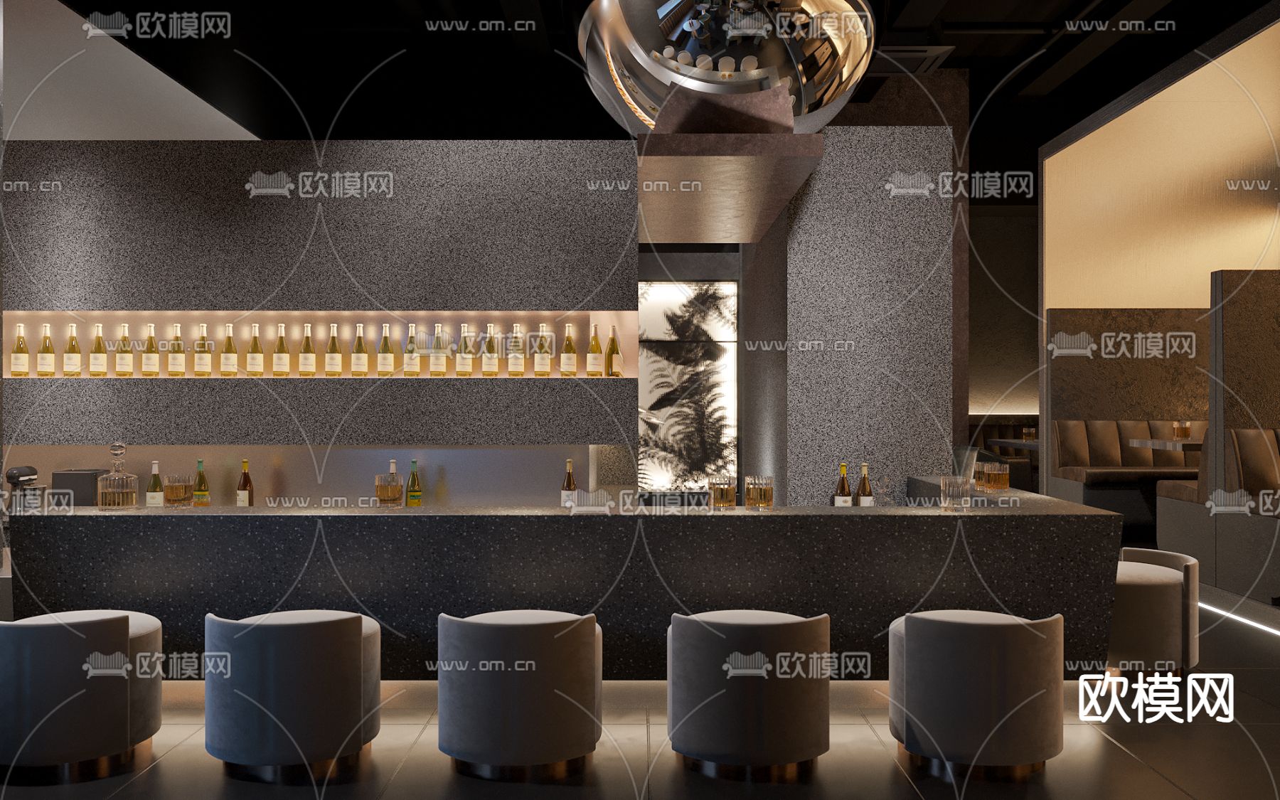 现代酒吧3d模型下载（渲染图1）