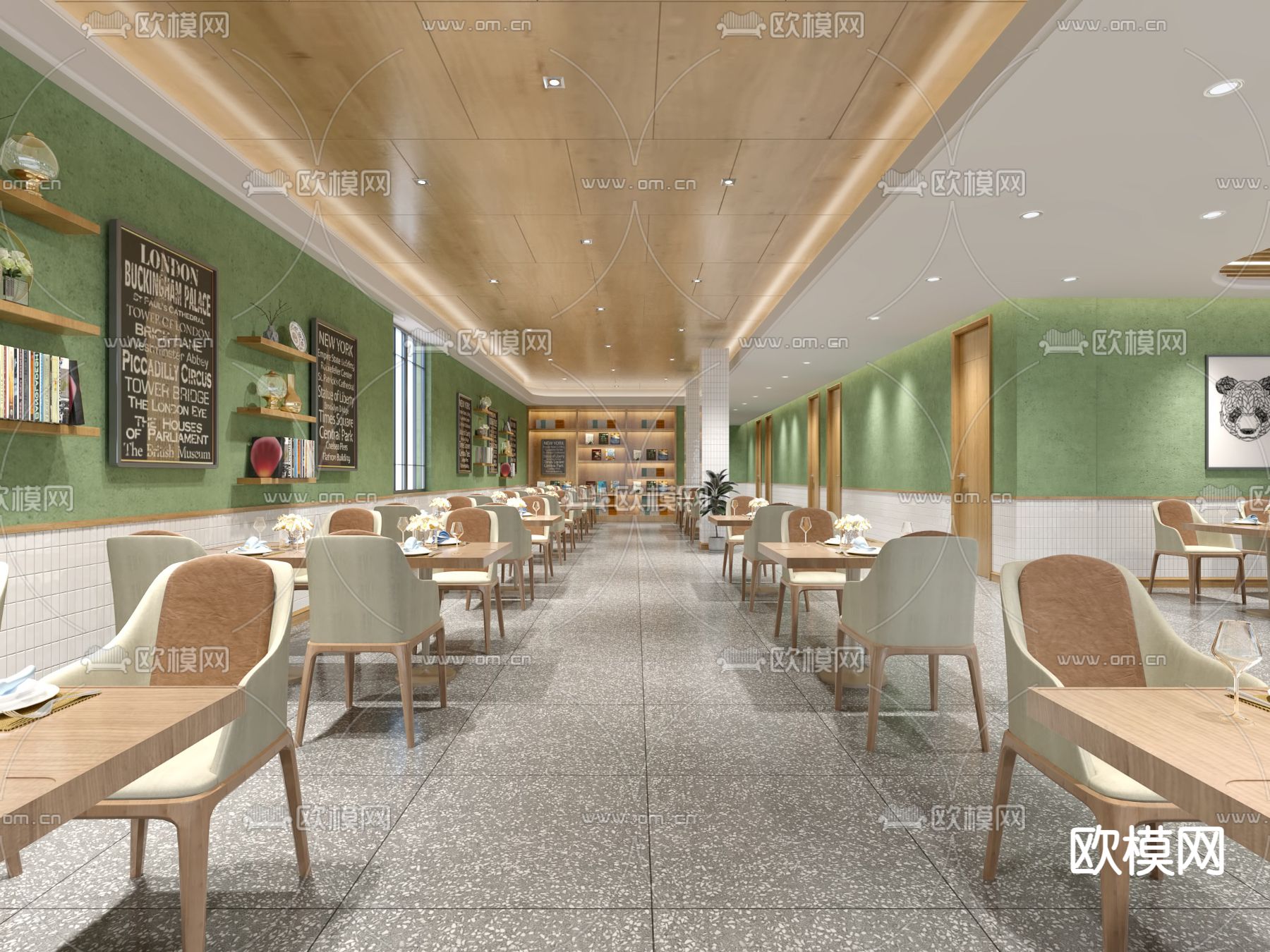 现代食堂餐厅3d模型下载