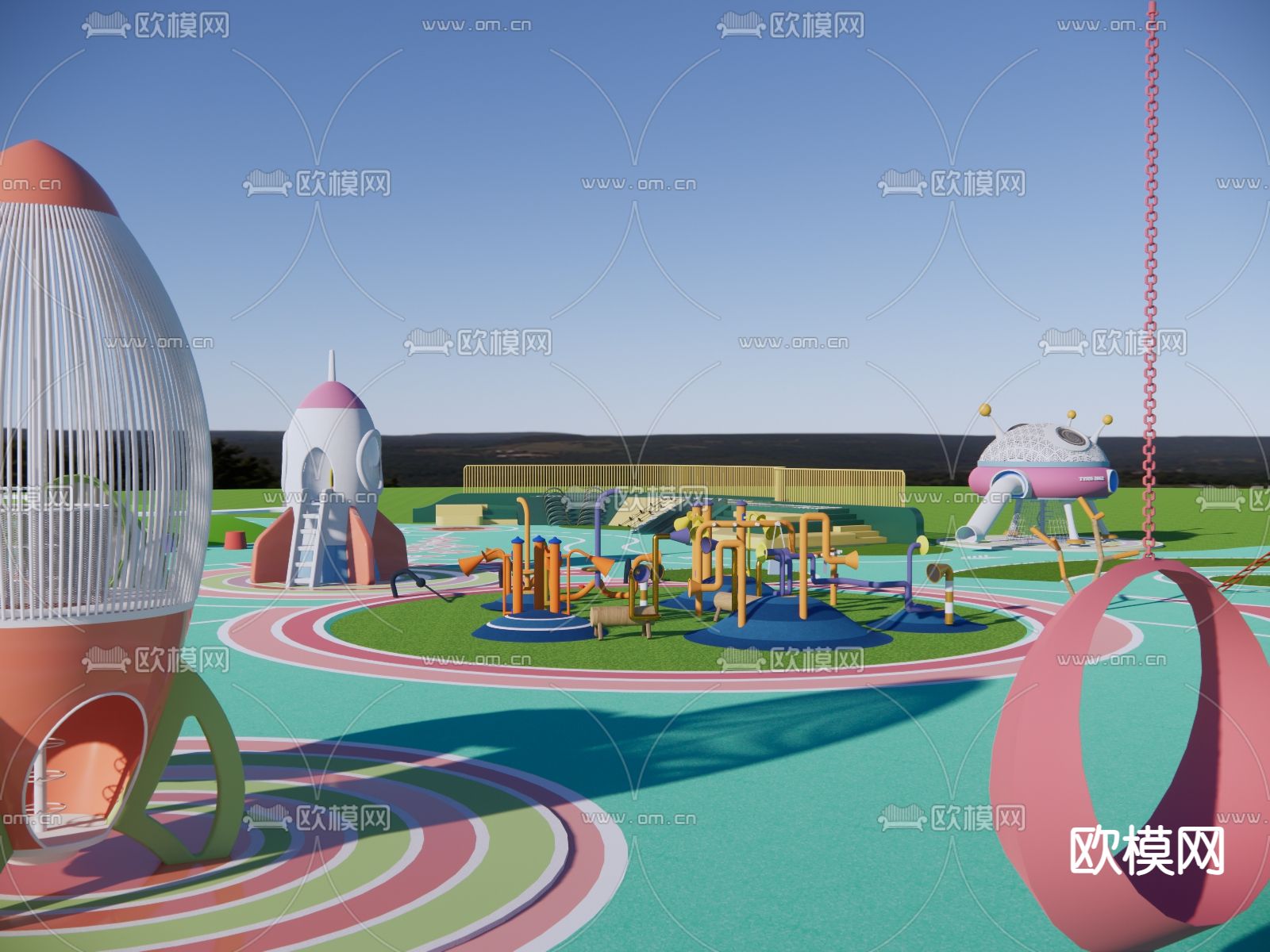 现代景观游乐区su模型下载（渲染图2）