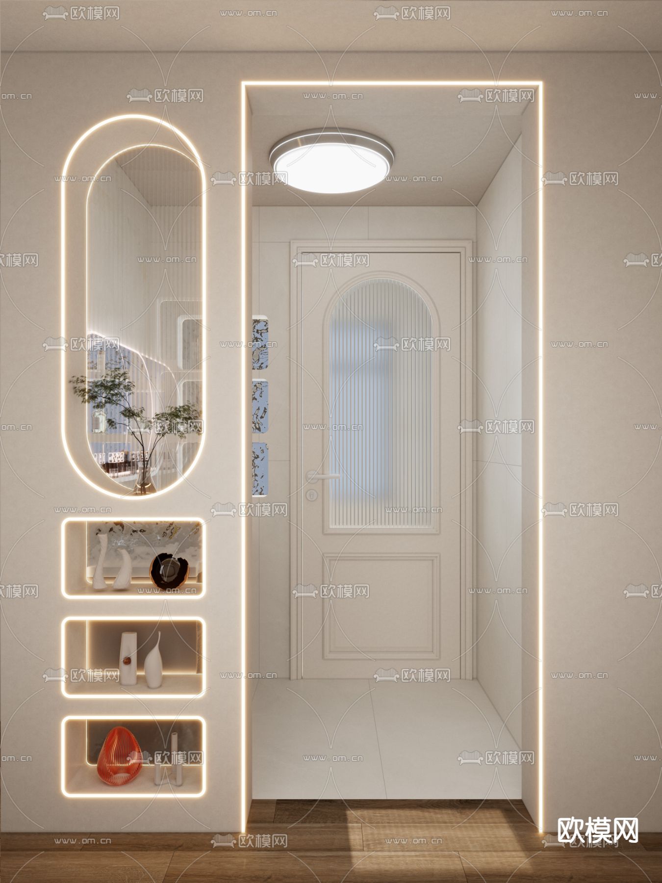 北欧干湿分离 卫生间su模型下载（渲染图2）