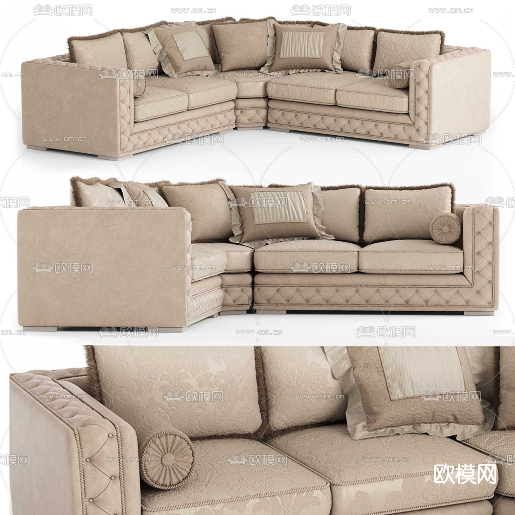 转角沙发 多人沙发3d模型下载