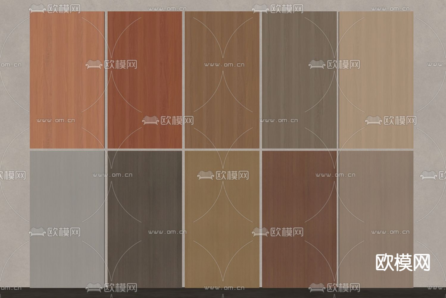 木饰面护墙板su模型下载（渲染图1）