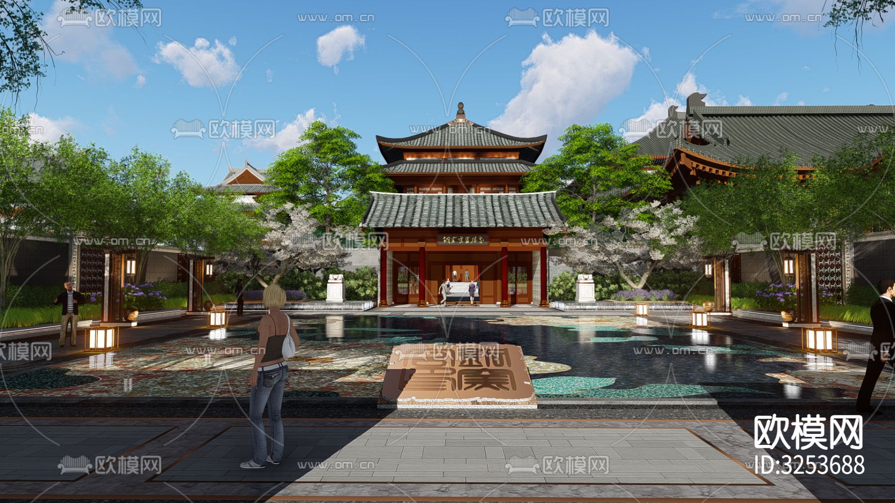 特色花纹水景详图cad大样图下载（渲染图5）