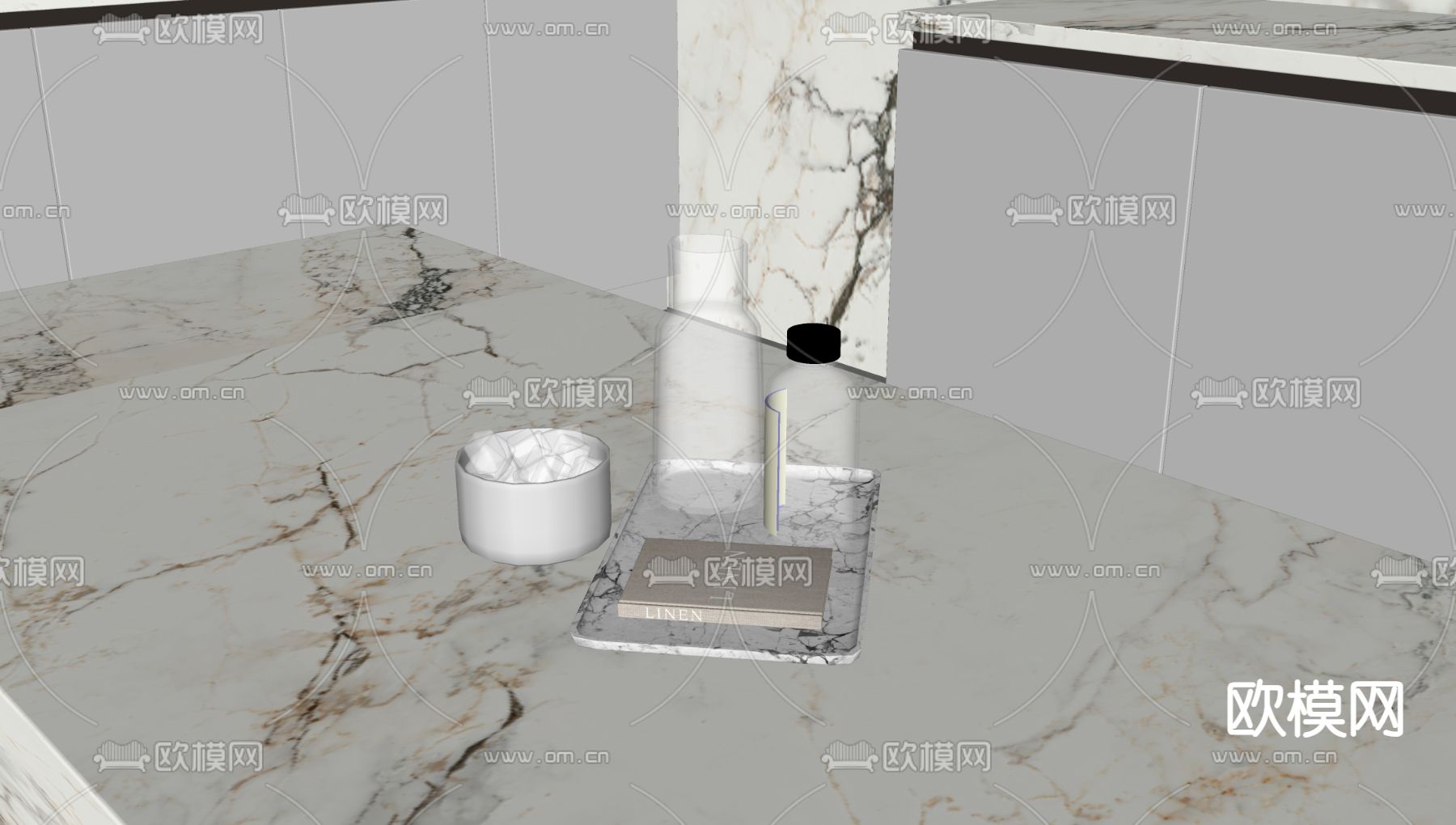 书本 冰块 水壶 水杯 冰块su模型下载（渲染图1）