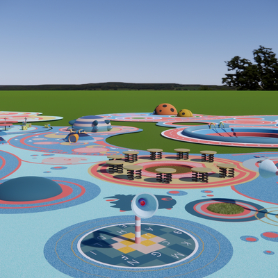  儿童游乐区su模型 