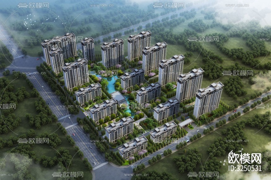 小區(qū)景觀 住宅景觀裝修效果圖下載(渲染圖7)