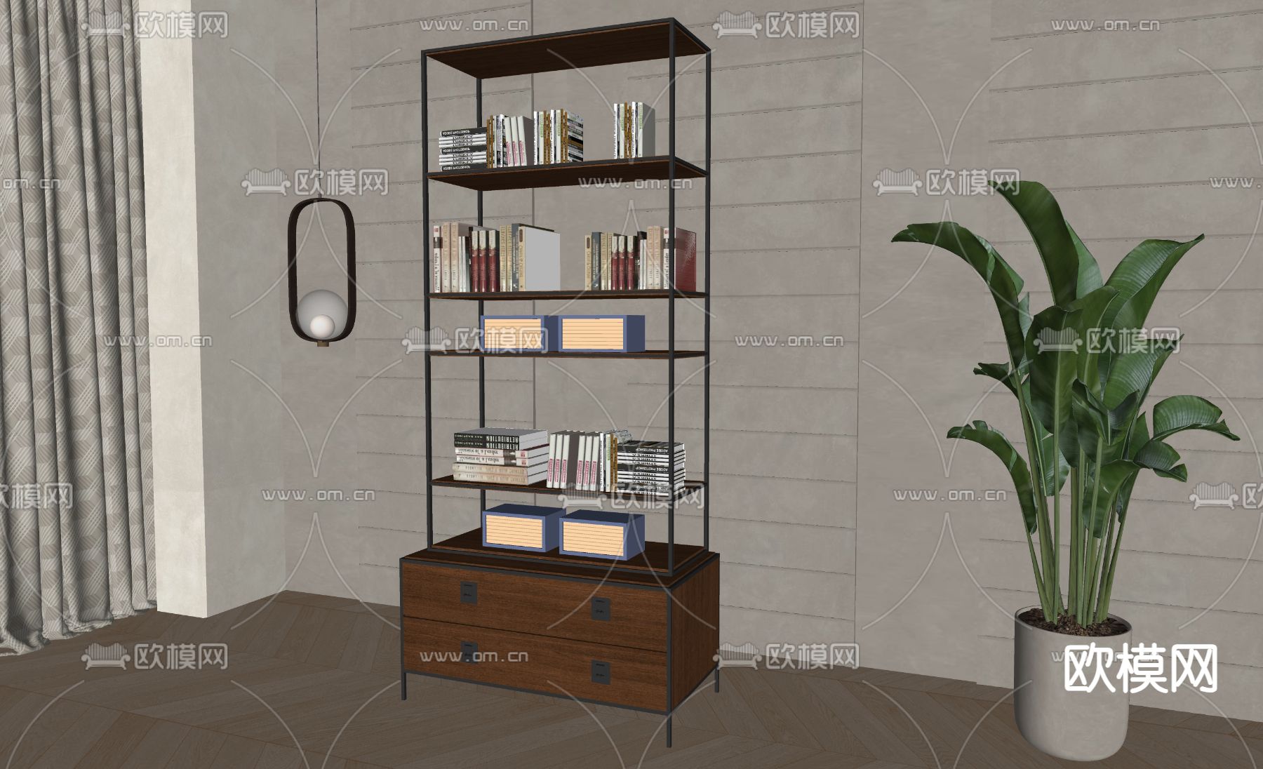 北欧书架su模型下载（渲染图1）