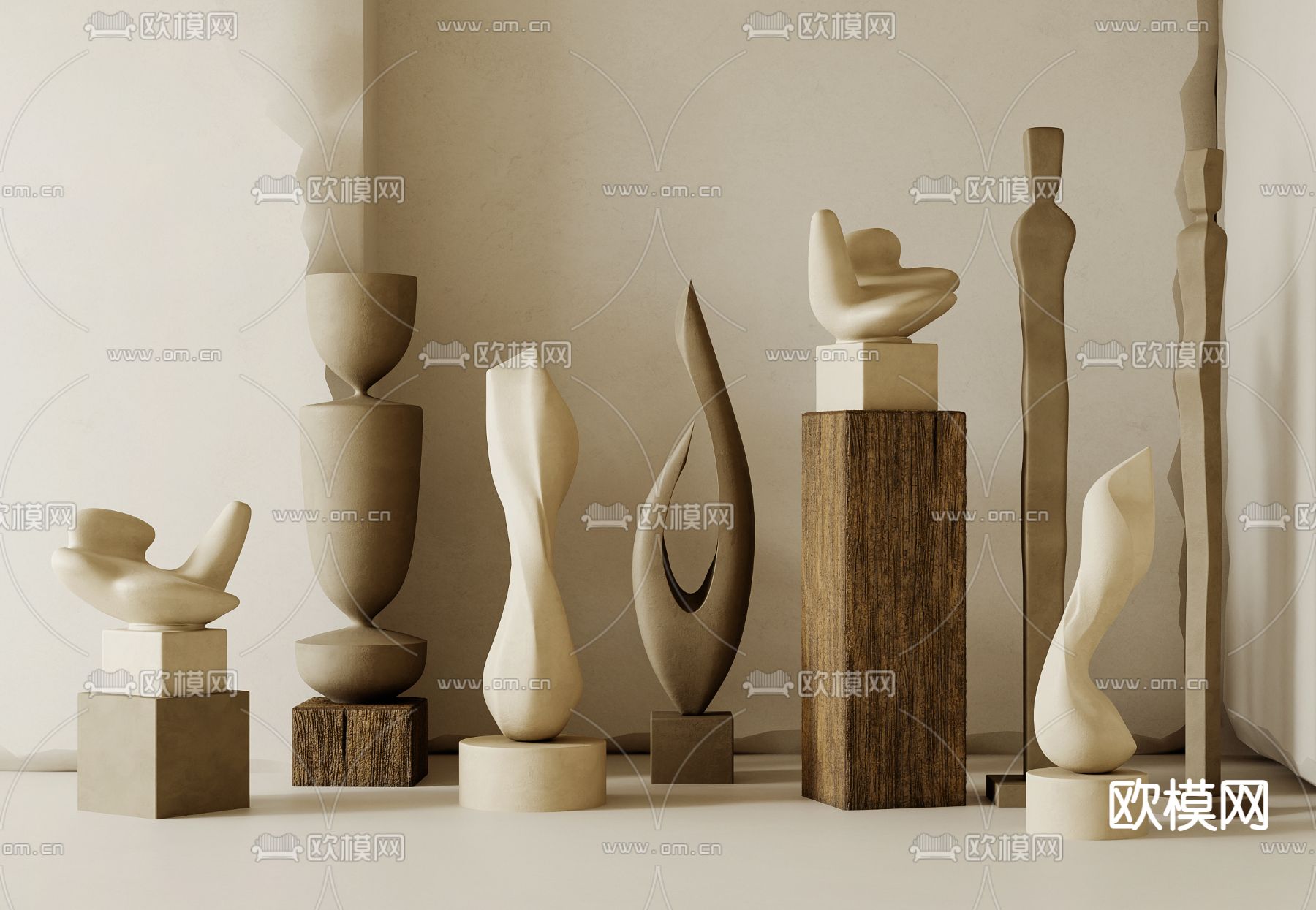 侘寂雕塑 抽象雕塑 艺术摆件3d模型下载