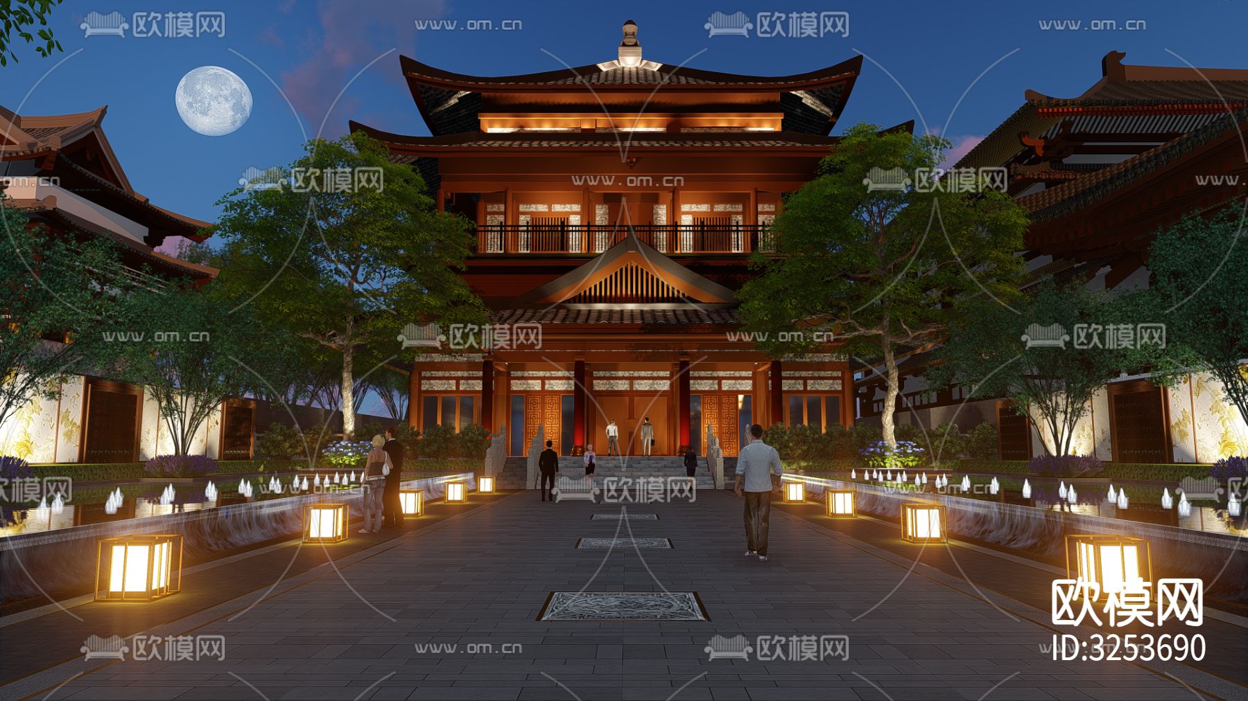 现代中庭水景cad大样图下载（渲染图7）