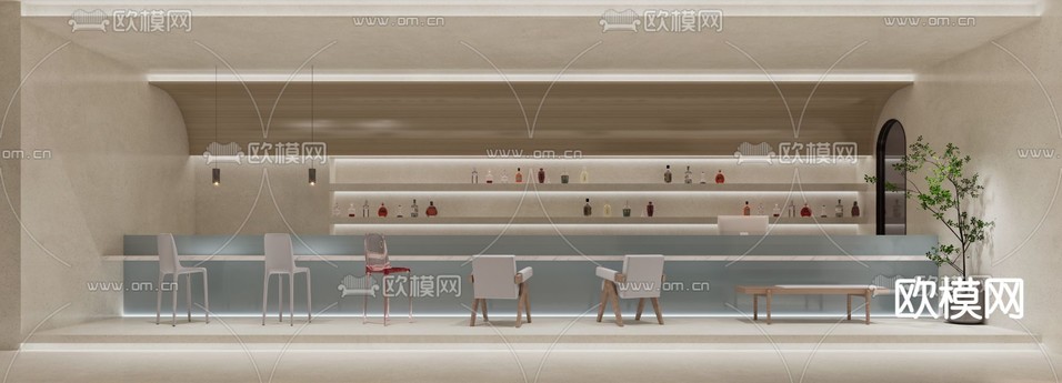 侘寂酒吧 清吧3d模型下载(渲染图2)