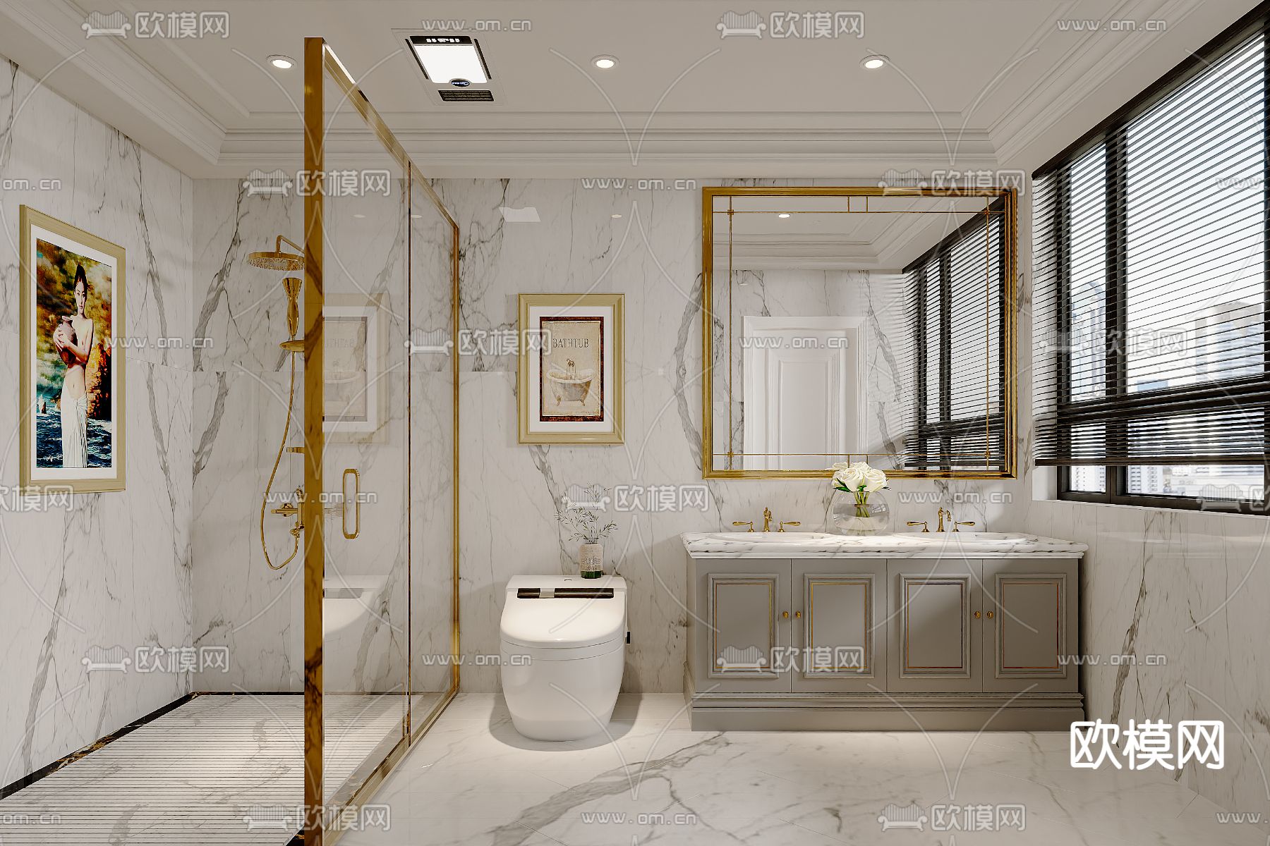 简欧卫生间 浴室 洗手间3d模型下载