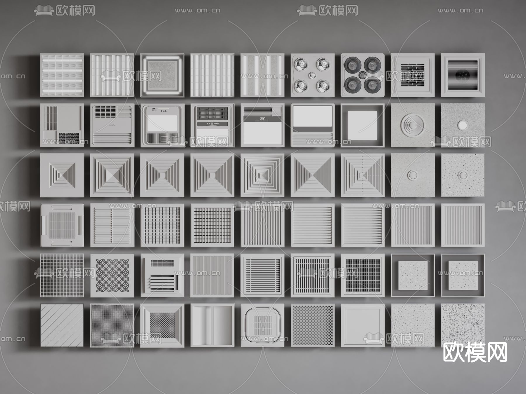 铝扣板吊顶 矿棉板吊顶 面灯3d模型下载