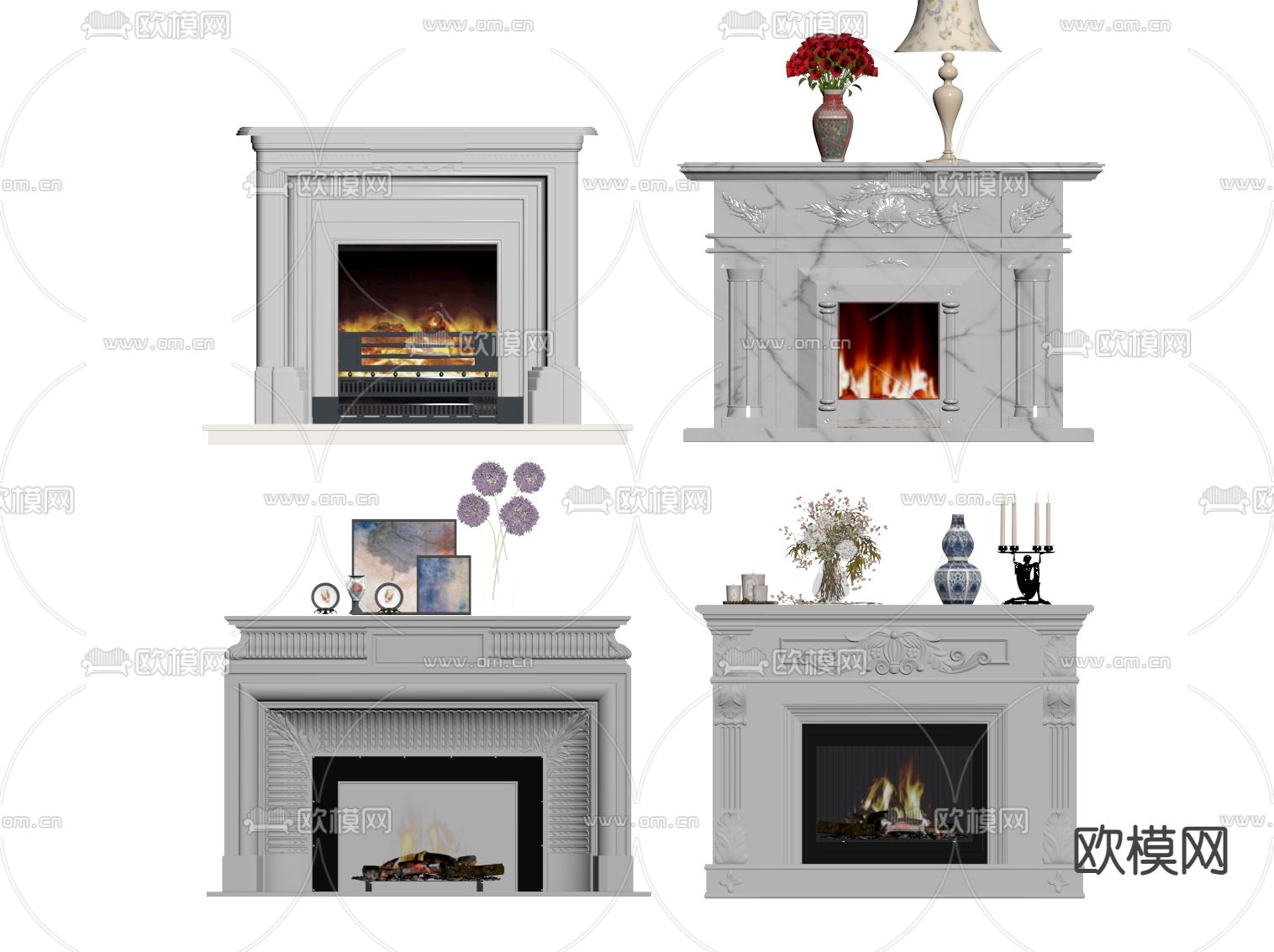 简欧壁炉su模型下载（渲染图1）