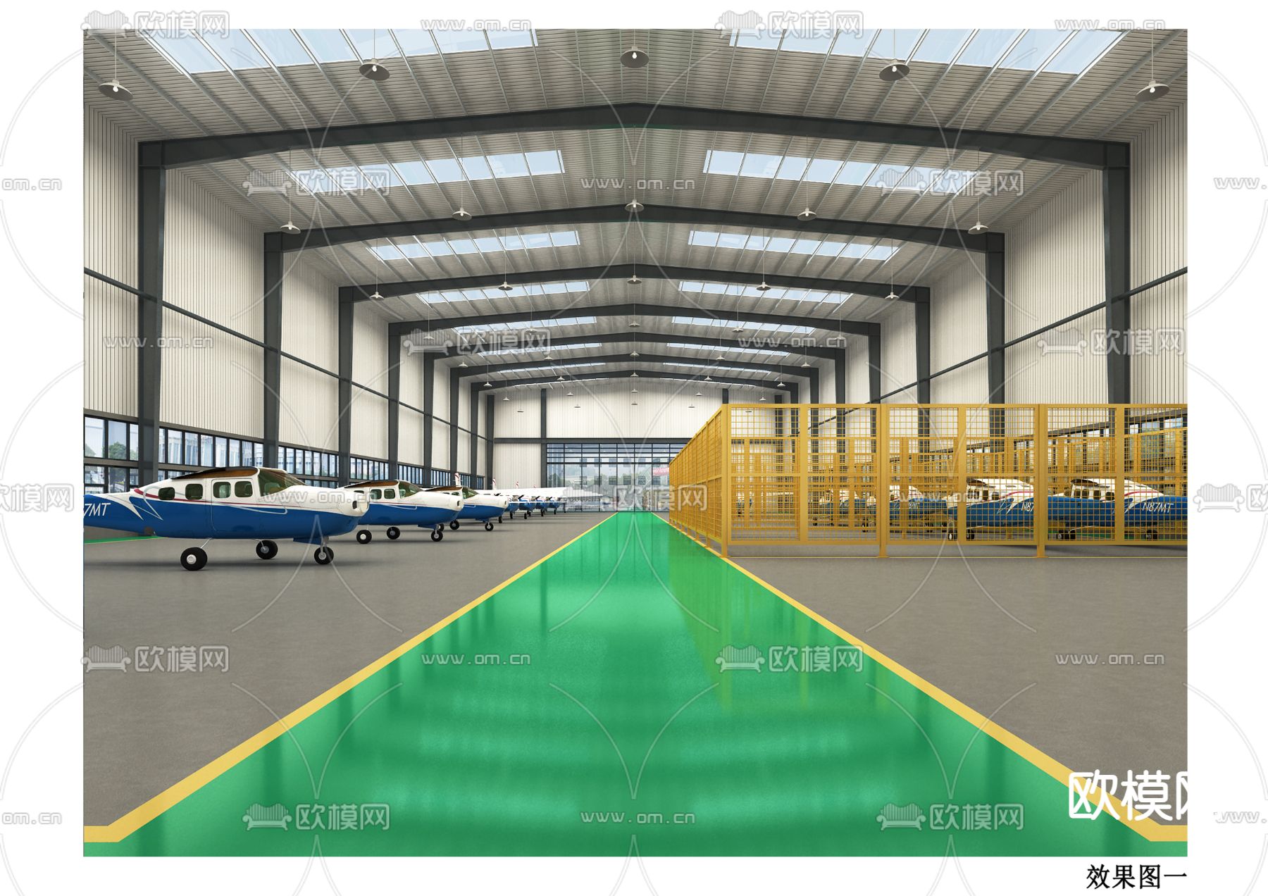 飞机厂房仓库3d模型下载（渲染图1）