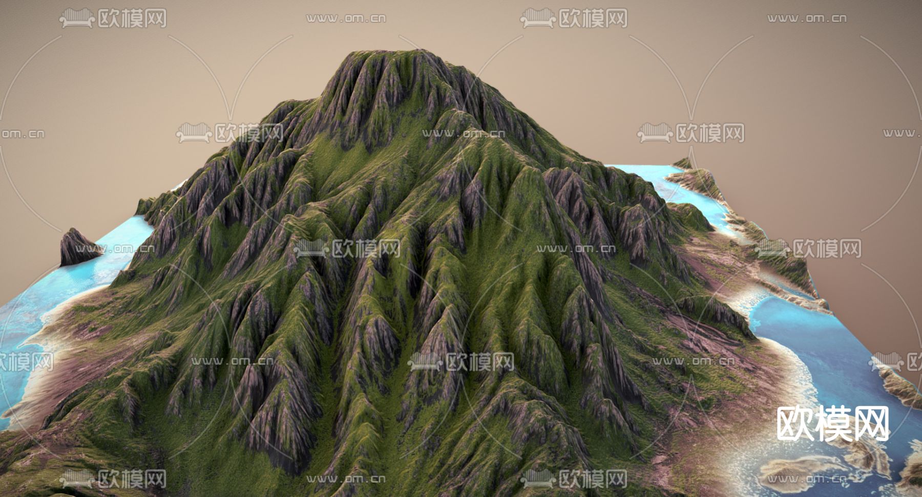 现代休眠火山3d模型下载（渲染图2）
