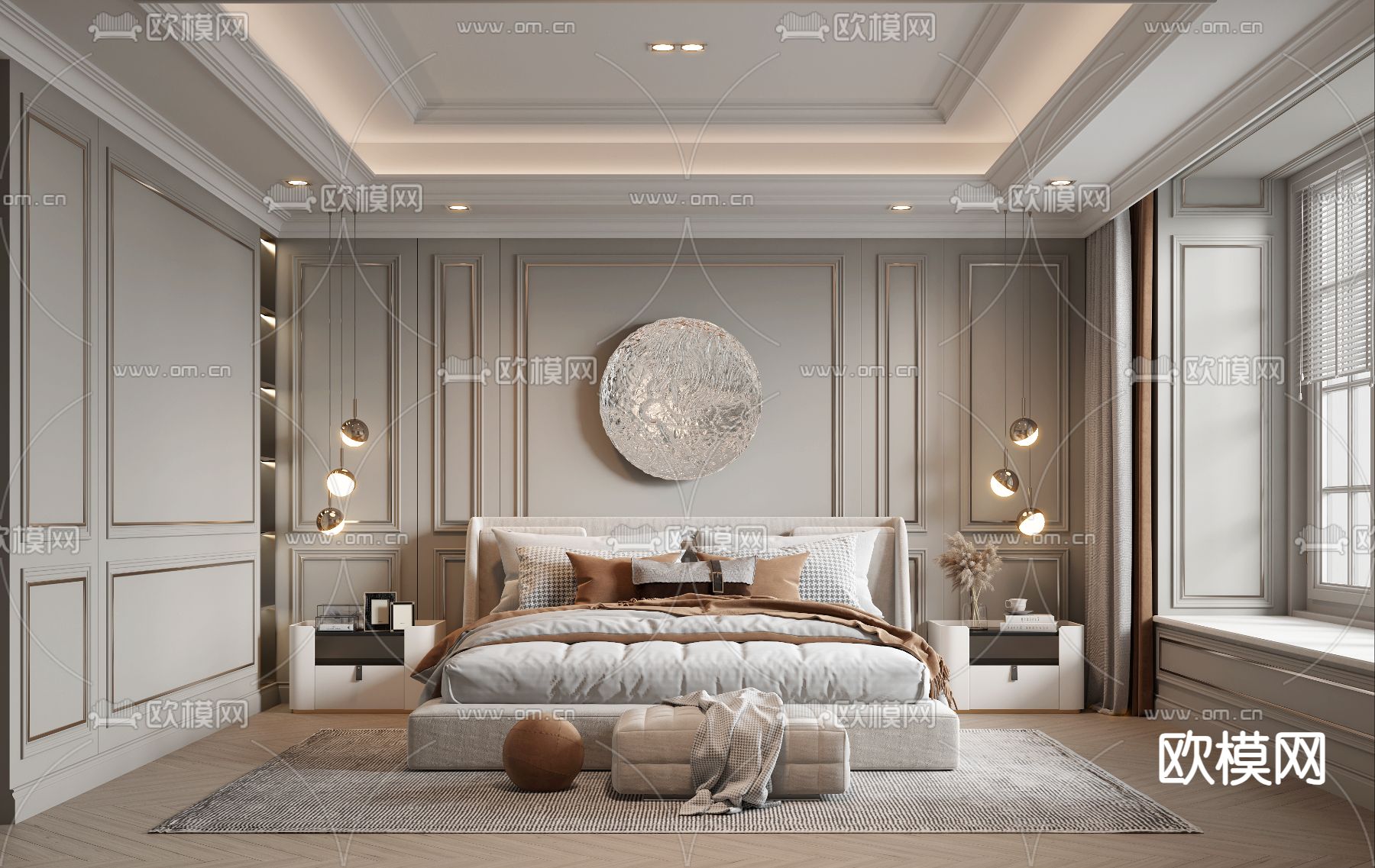 美式卧室 主卧 主人房3d模型下载