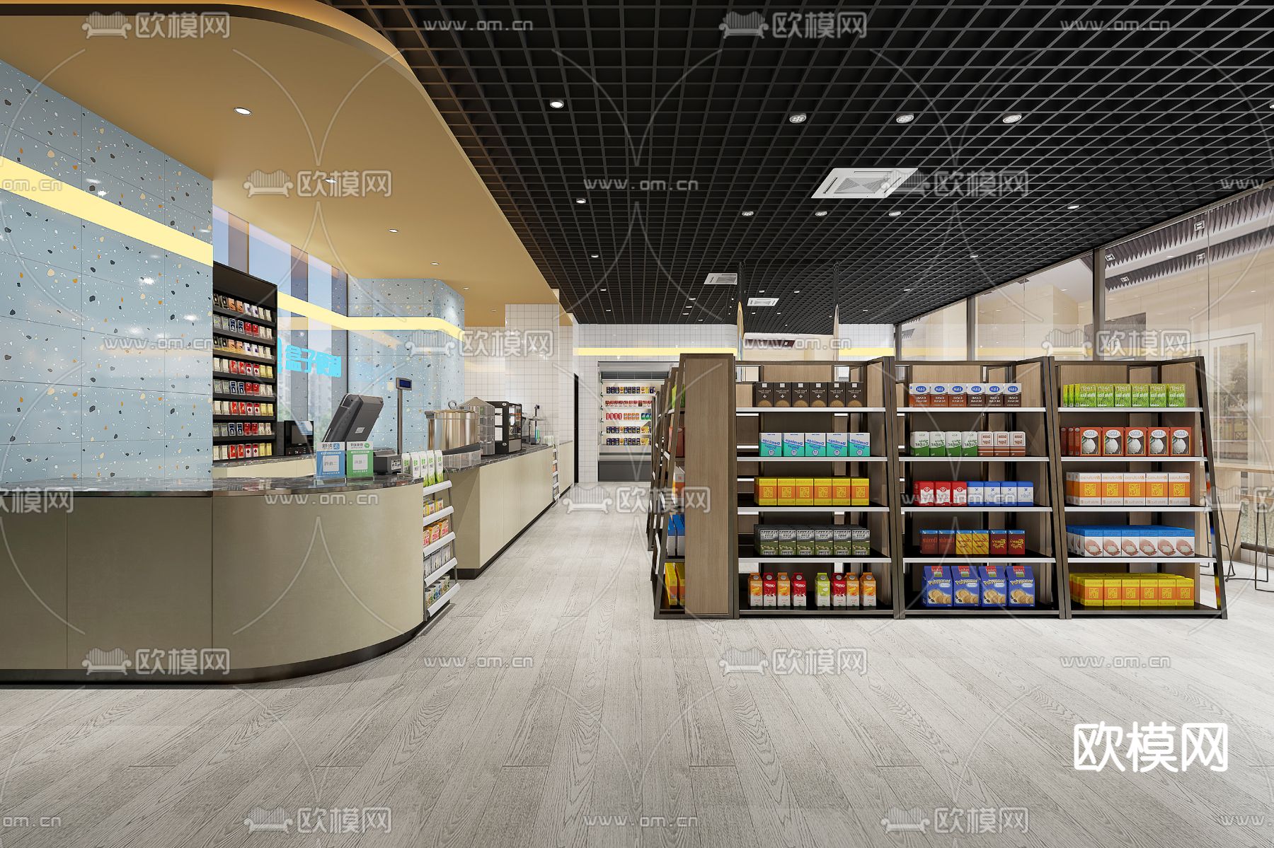 现代商场超市 百货店3d模型下载（渲染图1）