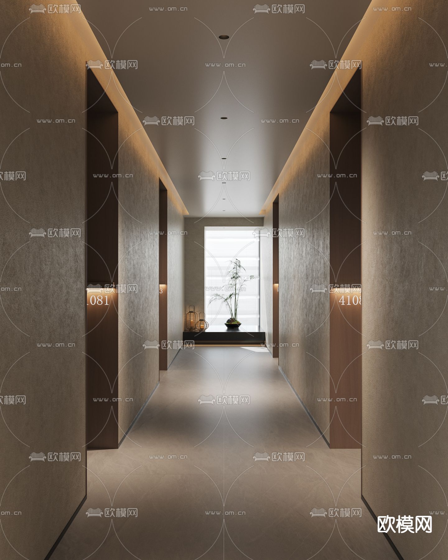 侘寂民宿 酒店过道su模型下载（渲染图2）