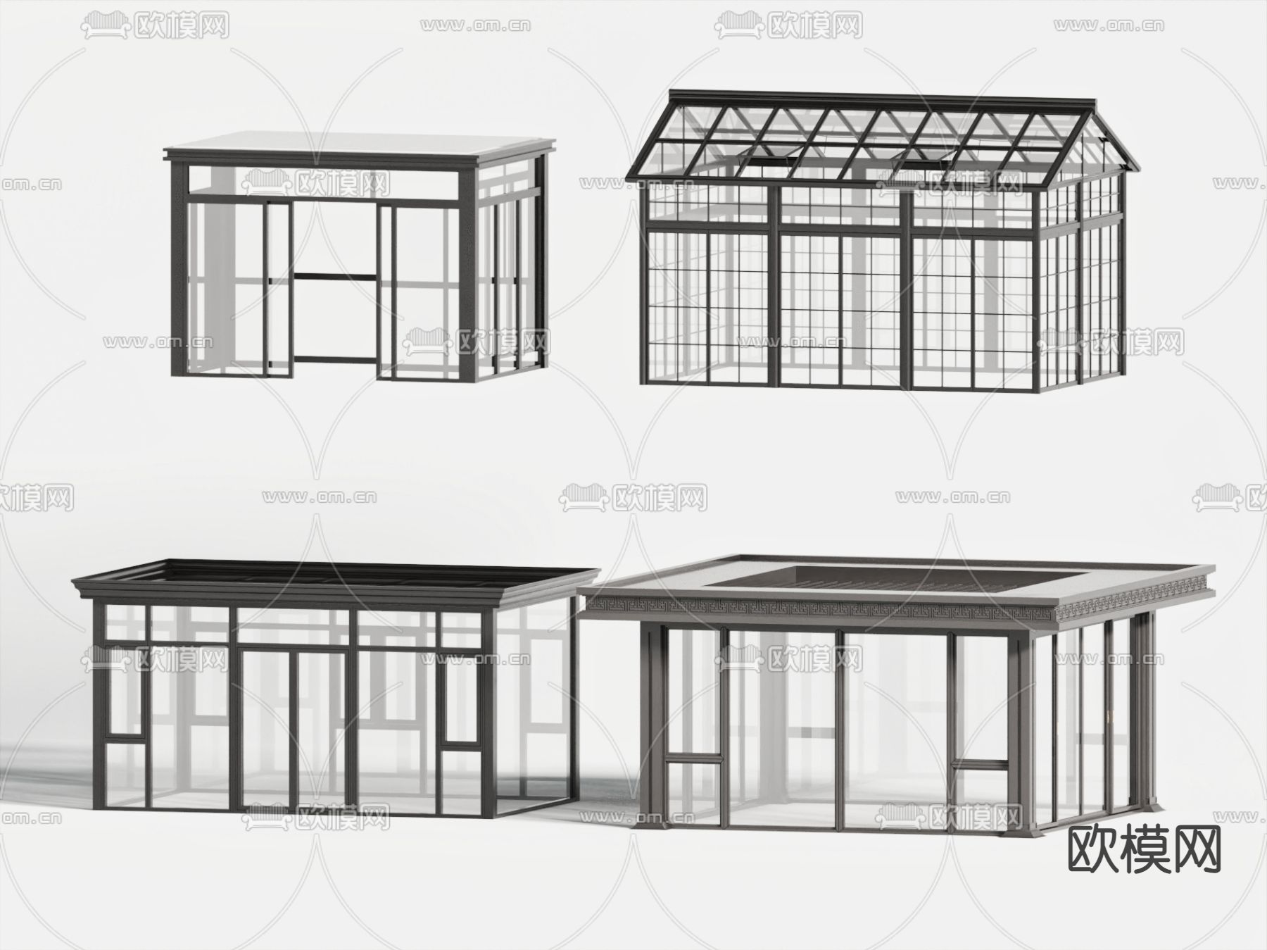 现代阳光房 玻璃房3d模型下载