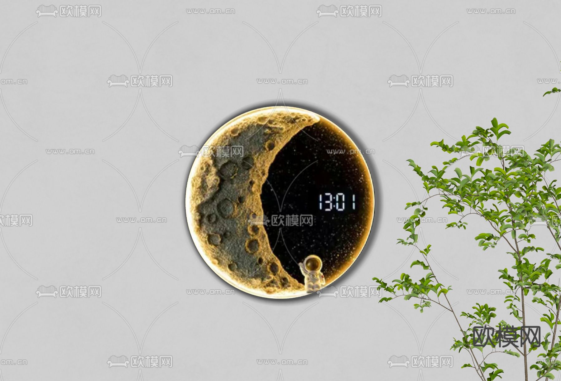 月球灯时钟 月球石膏灯su模型下载（渲染图1）