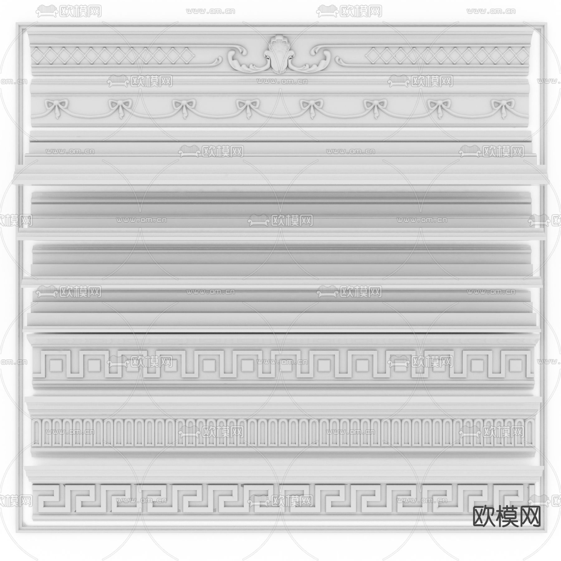 欧式古典雕花 石膏线条 角线 檐线3d模型下载