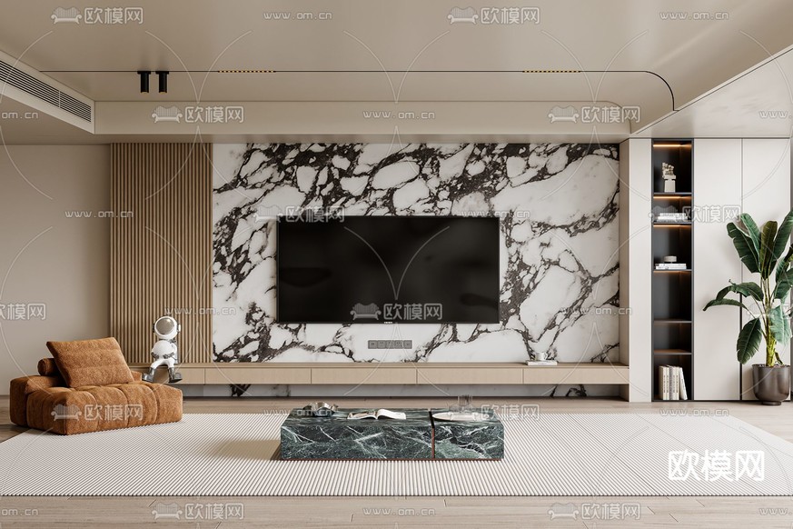 现代电视背景墙3d模型下载