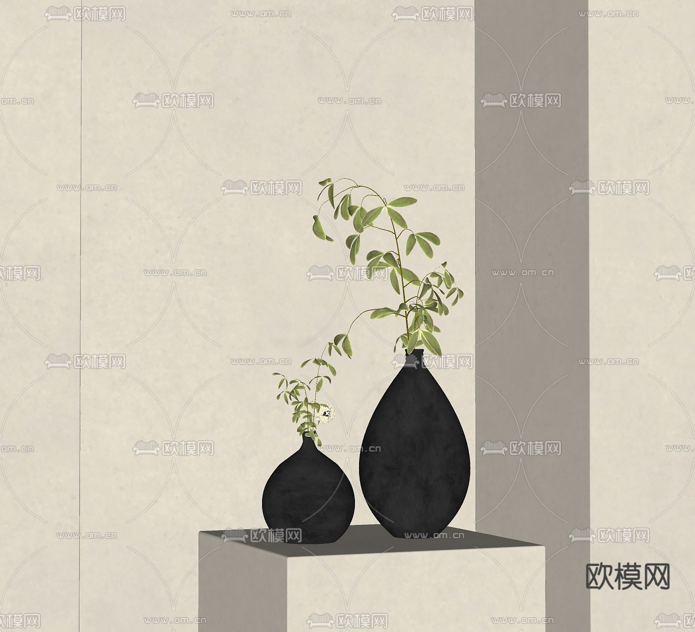 日式花瓶 花艺su模型