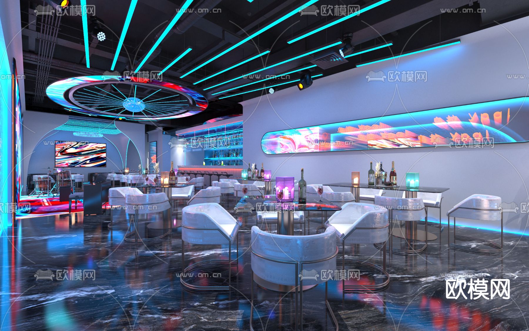 现代酒吧3d模型下载（渲染图2）