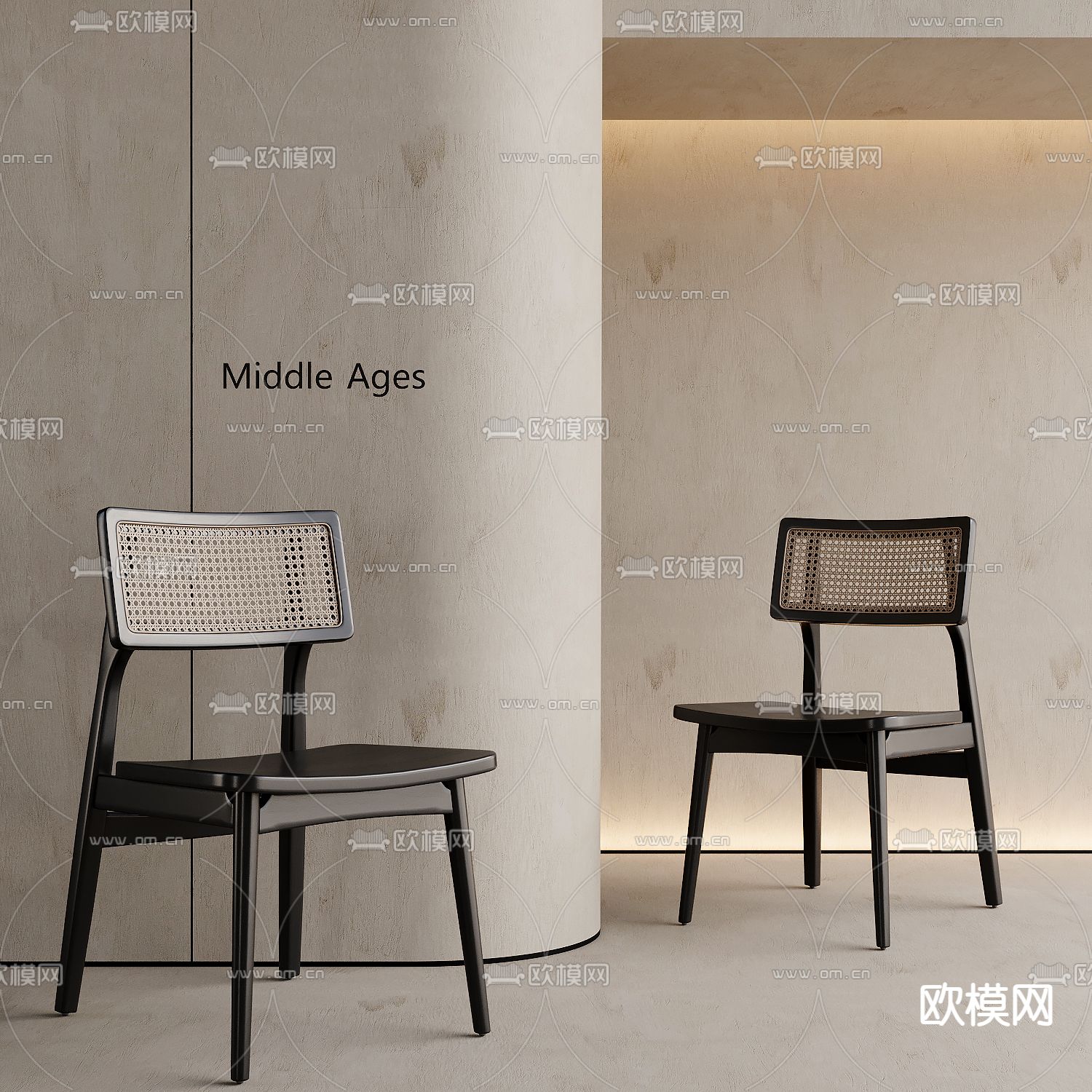 中古风餐椅 单椅su模型下载（渲染图2）