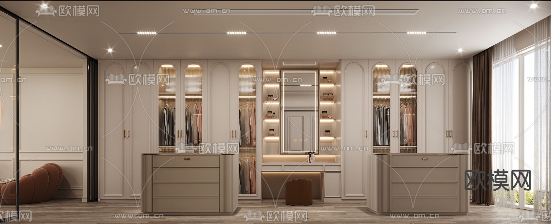 简欧衣帽间3d模型下载