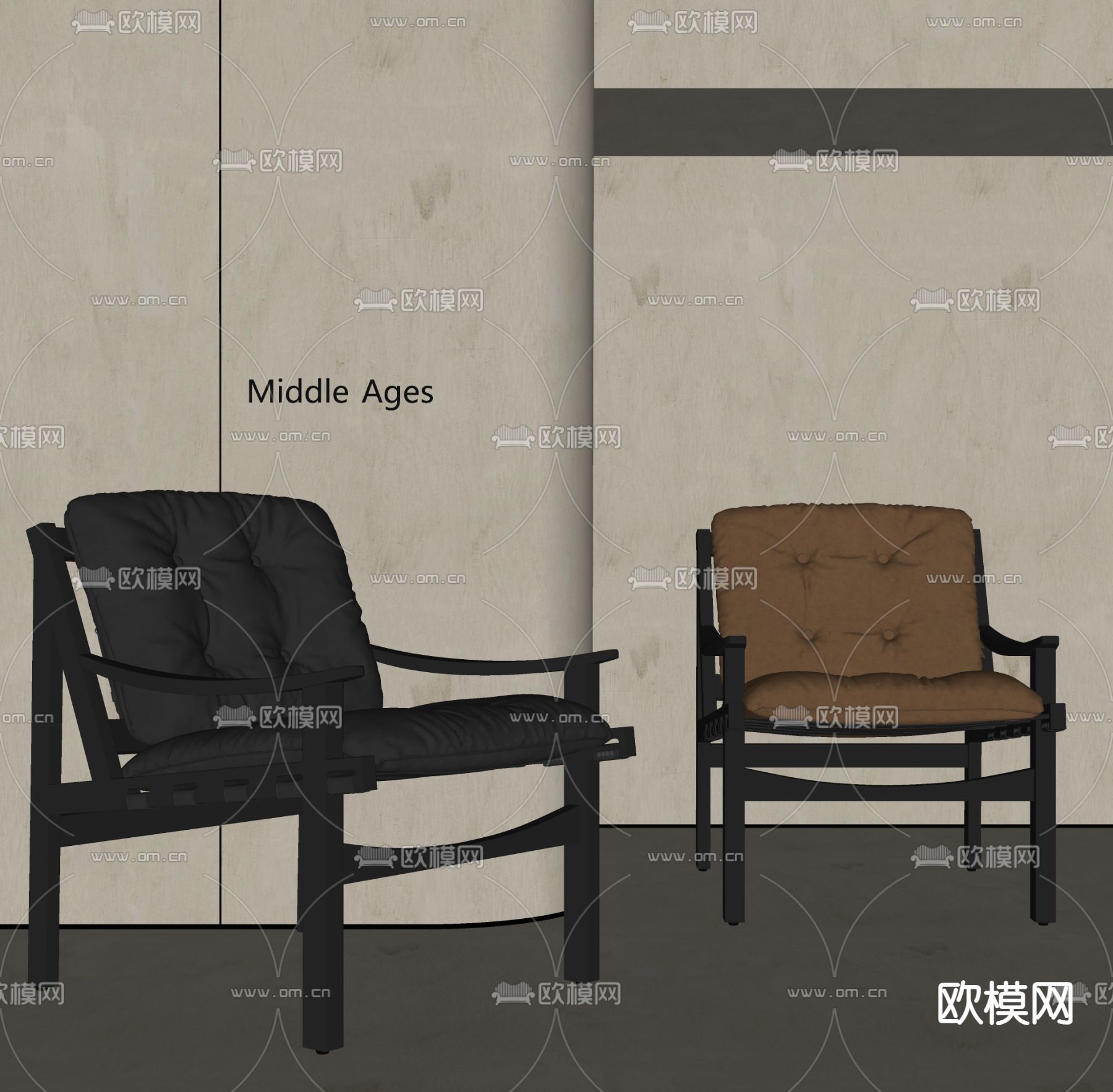 中古风休闲椅su模型