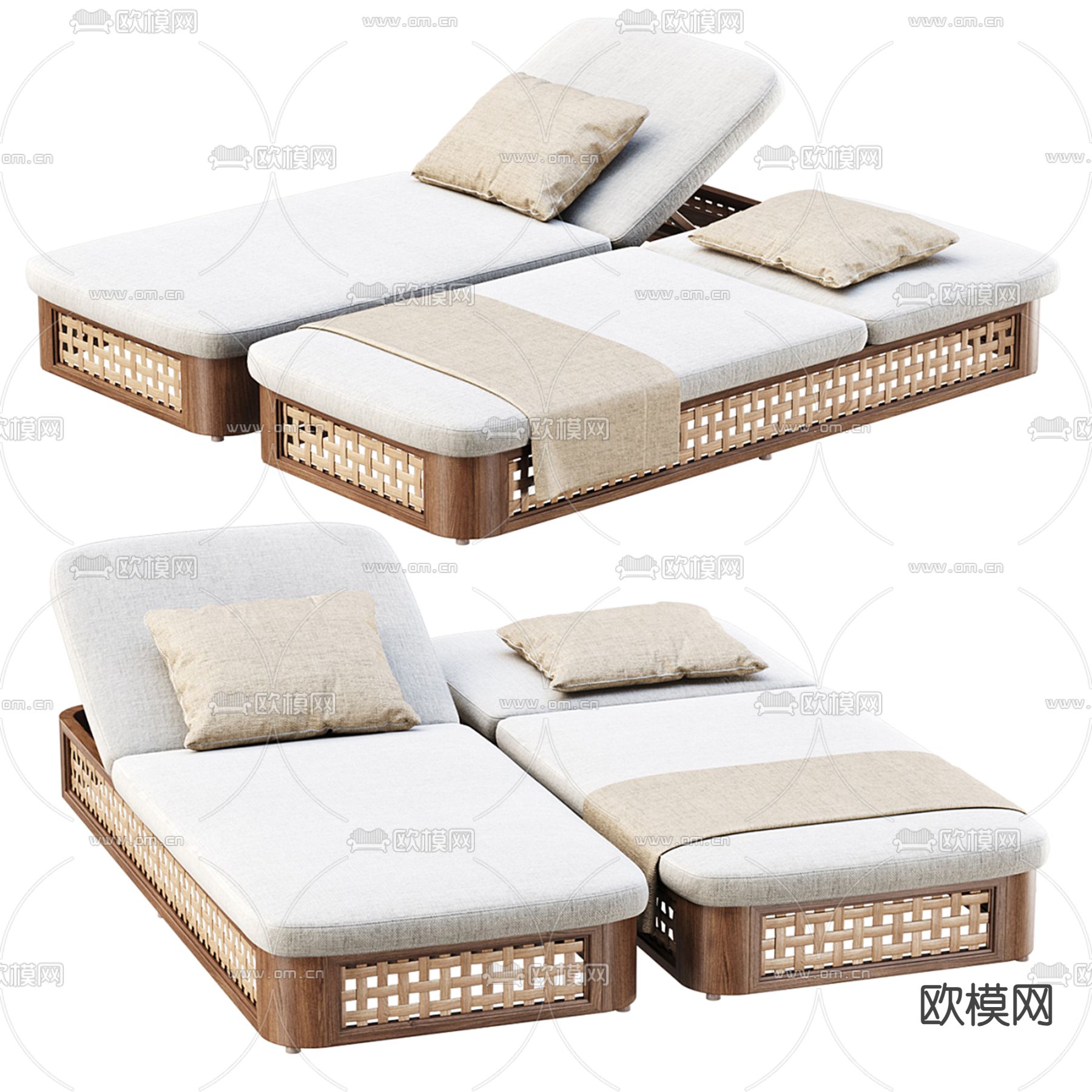 现代户外躺椅 沙滩椅su模型下载（渲染图4）