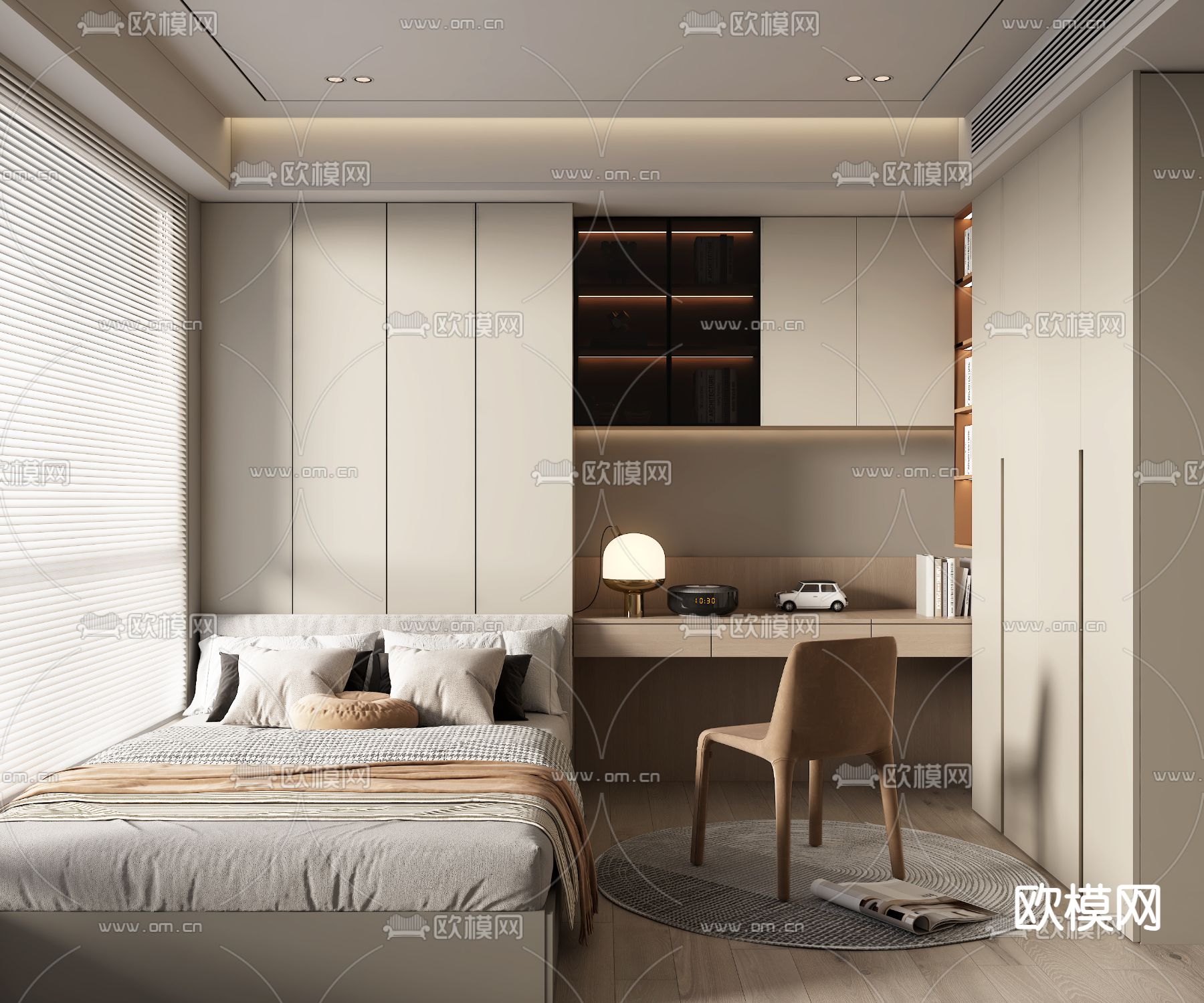 现代榻榻米卧室3d模型下载