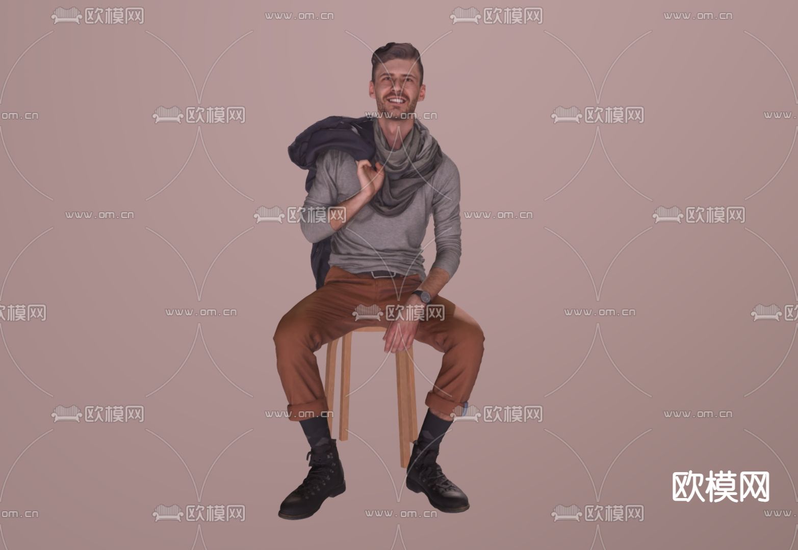 时尚英伦风男人3d模型下载（渲染图2）