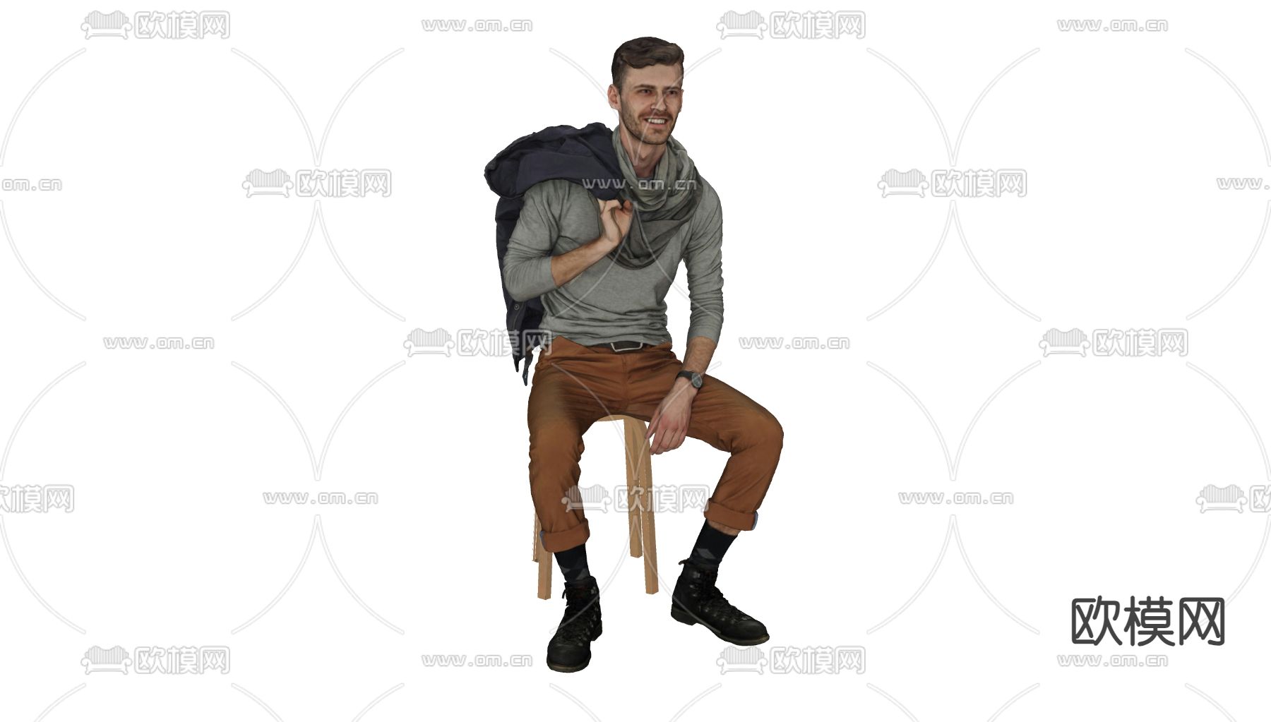 时尚英伦风男人3d模型下载（渲染图1）