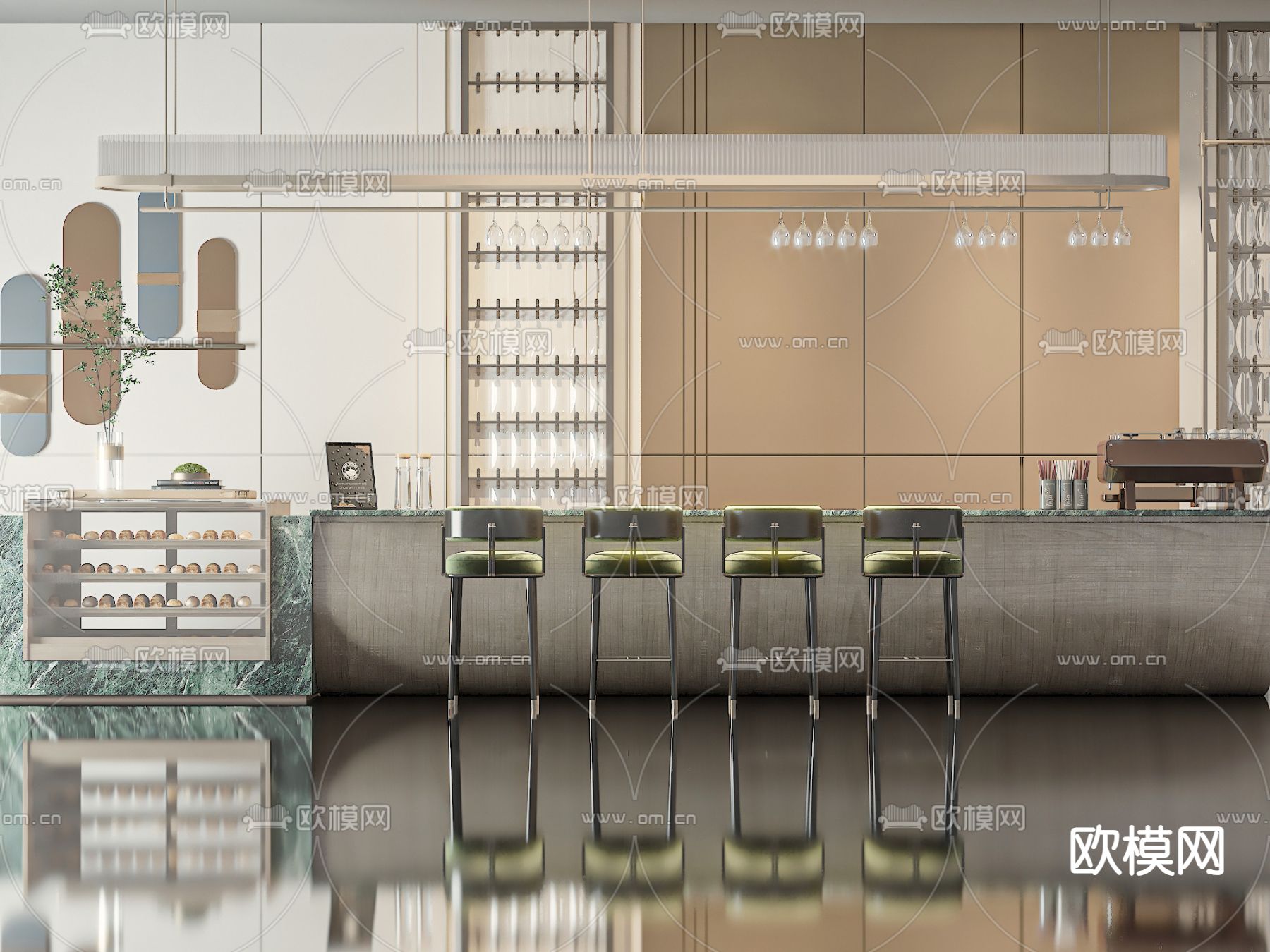 轻奢风接待前台3d模型下载