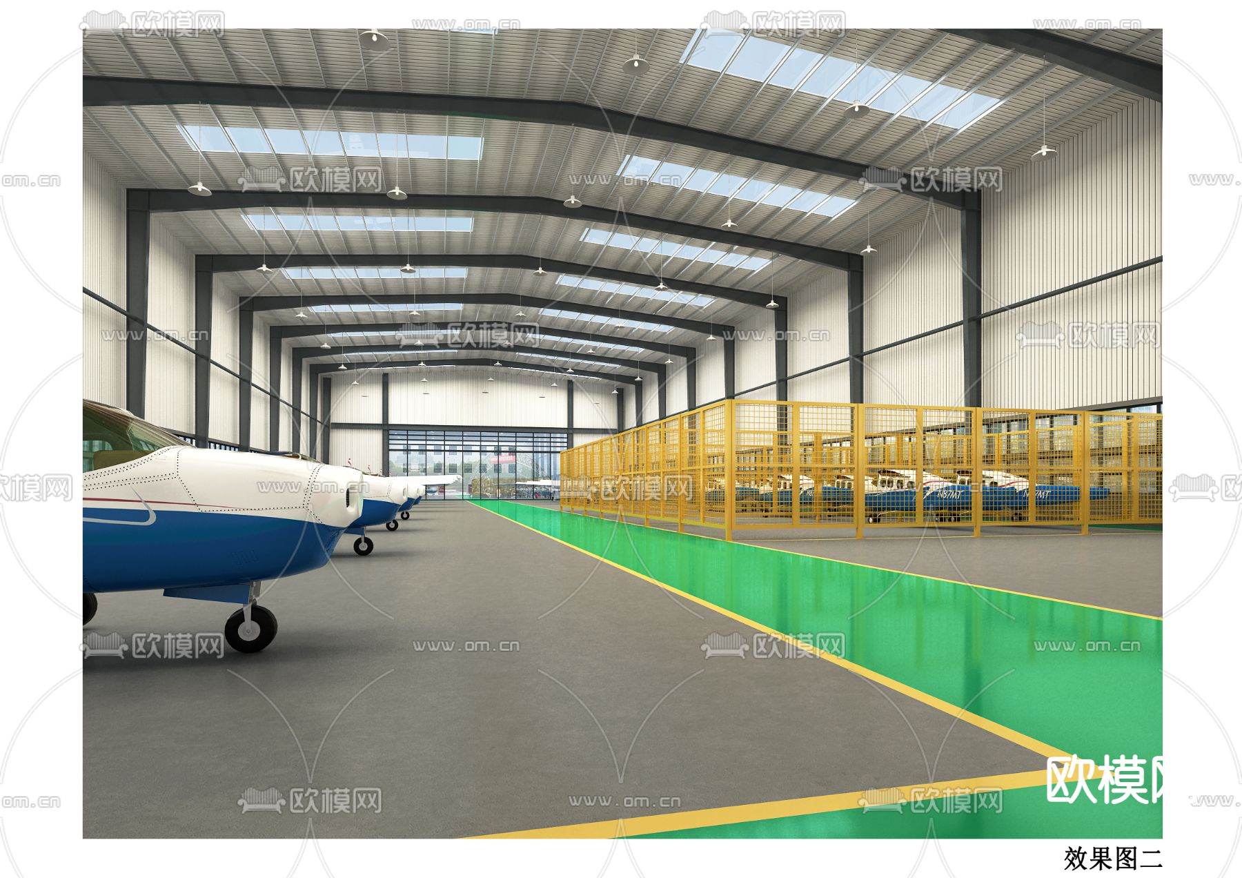 飞机厂房仓库3d模型下载（渲染图2）