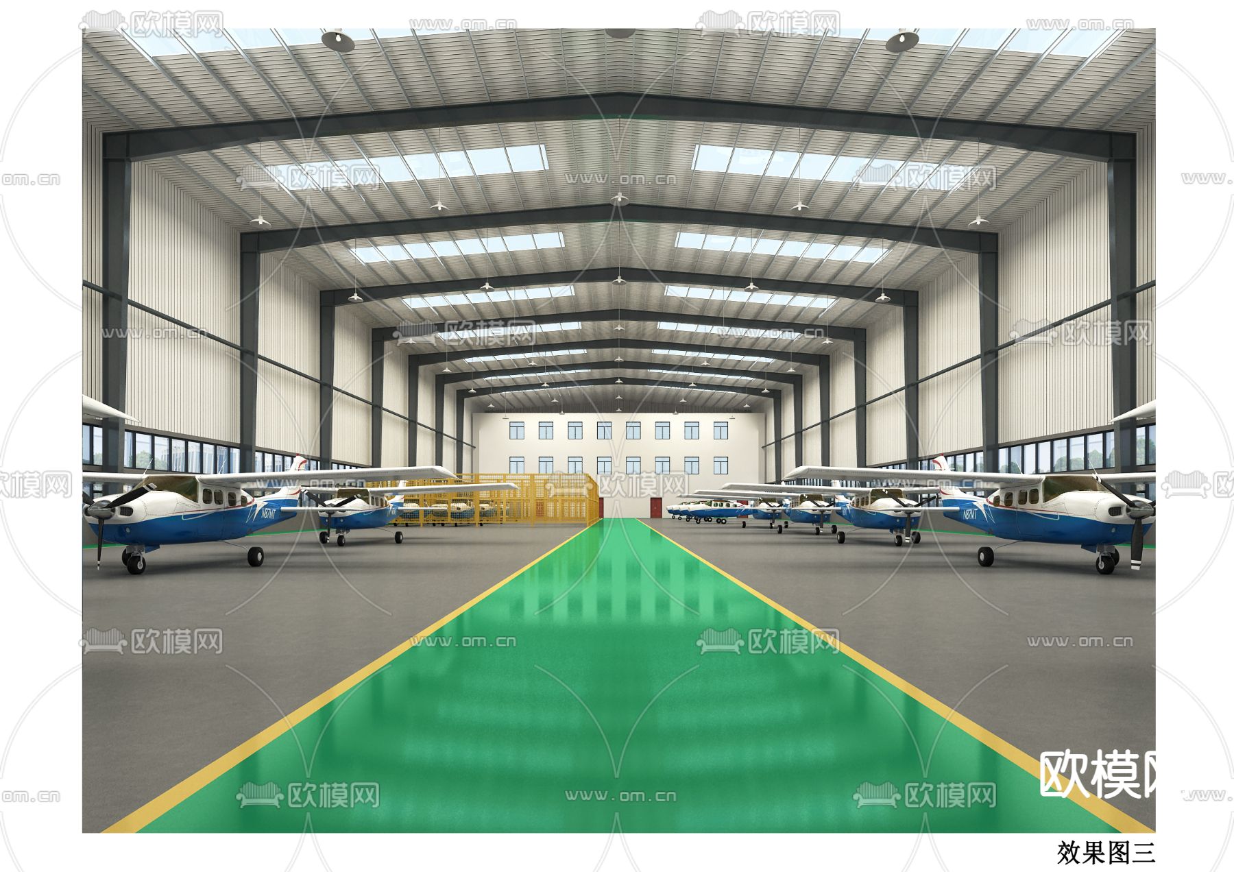 飞机厂房仓库3d模型下载（渲染图3）