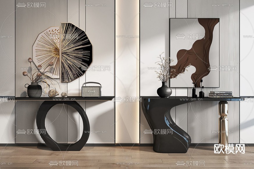侘寂风条案 端景台3d模型下载
