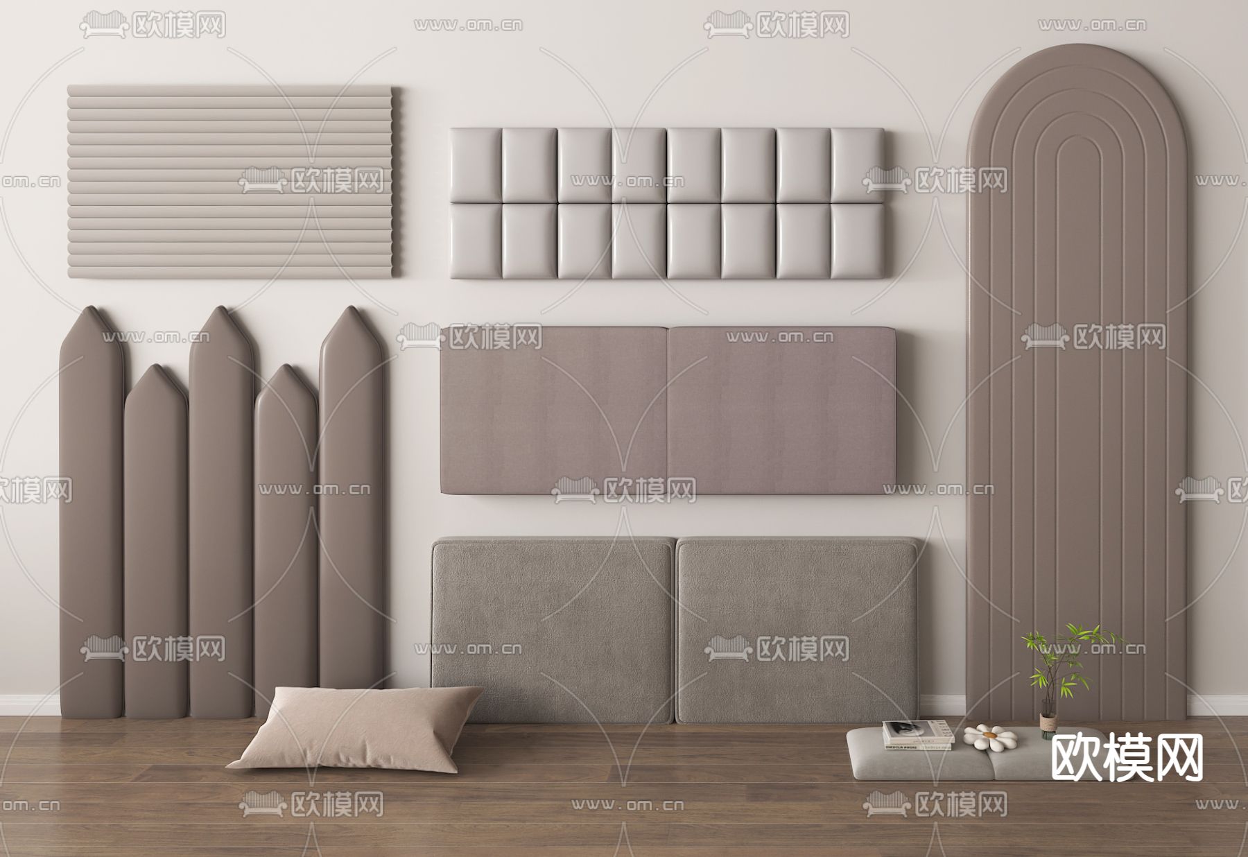 床头靠背 靠背软包 枕头 床背靠3d模型下载