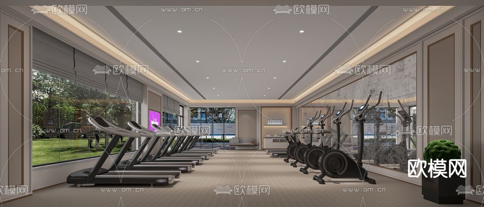 现代健身房3d模型下载