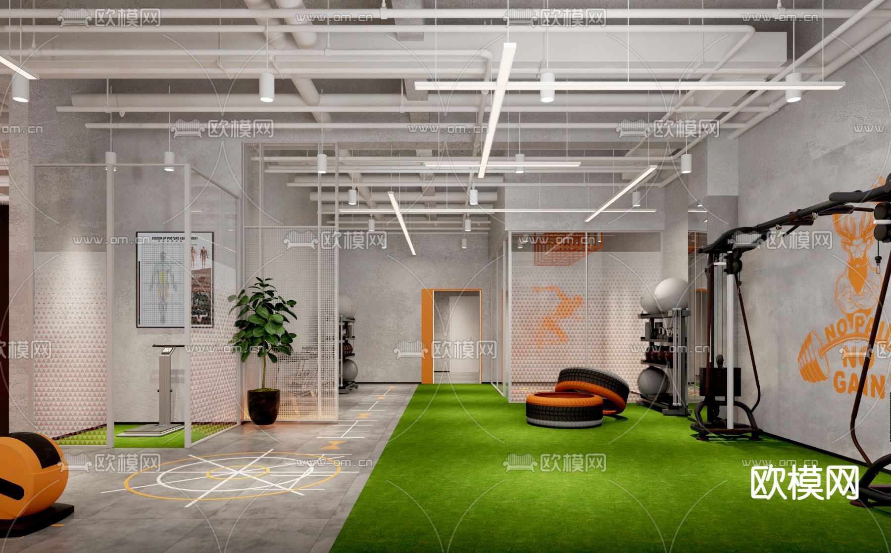 现代健身房3d模型下载（渲染图4）