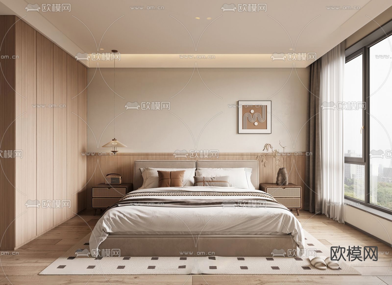 侘寂卧室 主卧 主人房3d模型下载