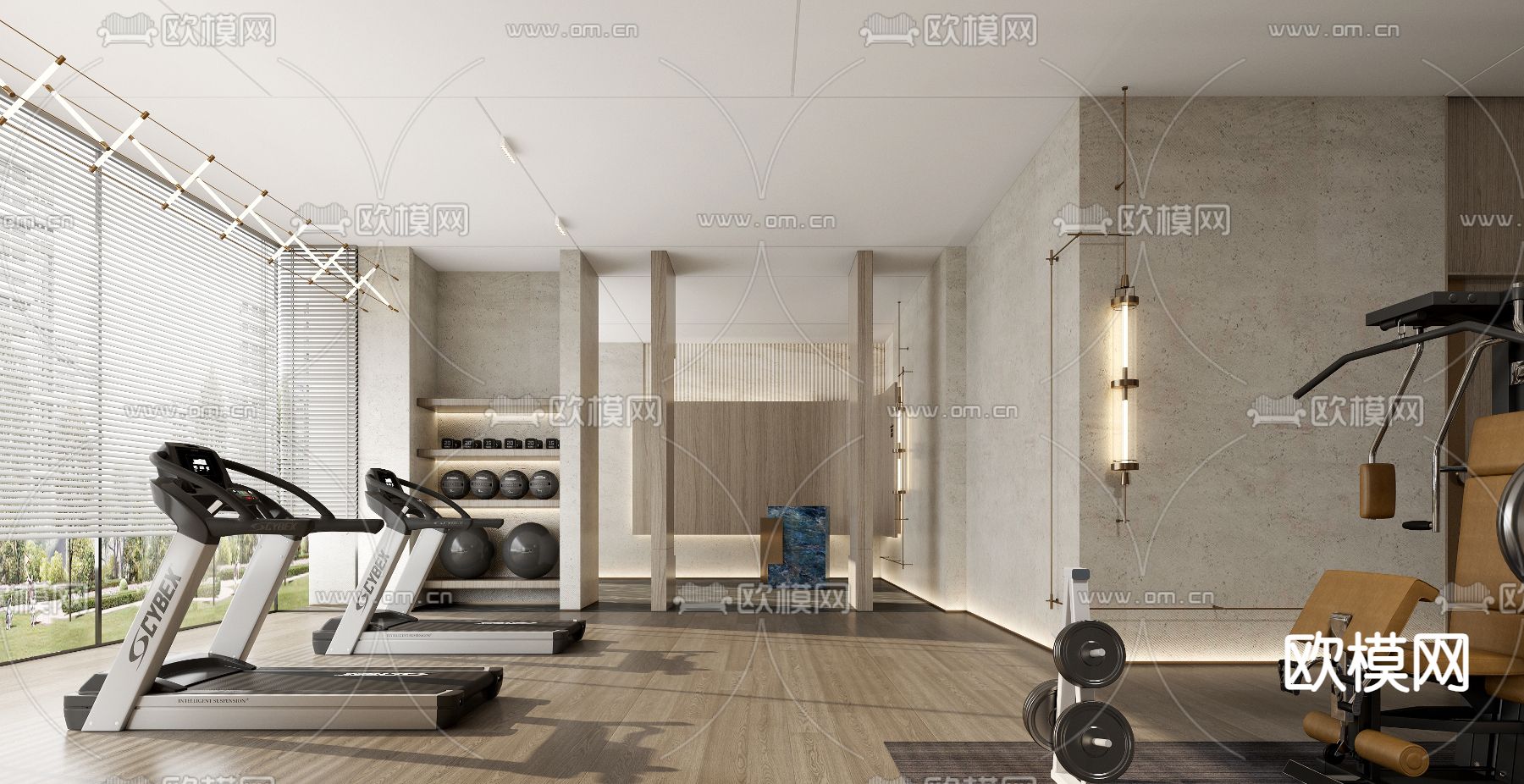 现代健身房3d模型下载（渲染图2）