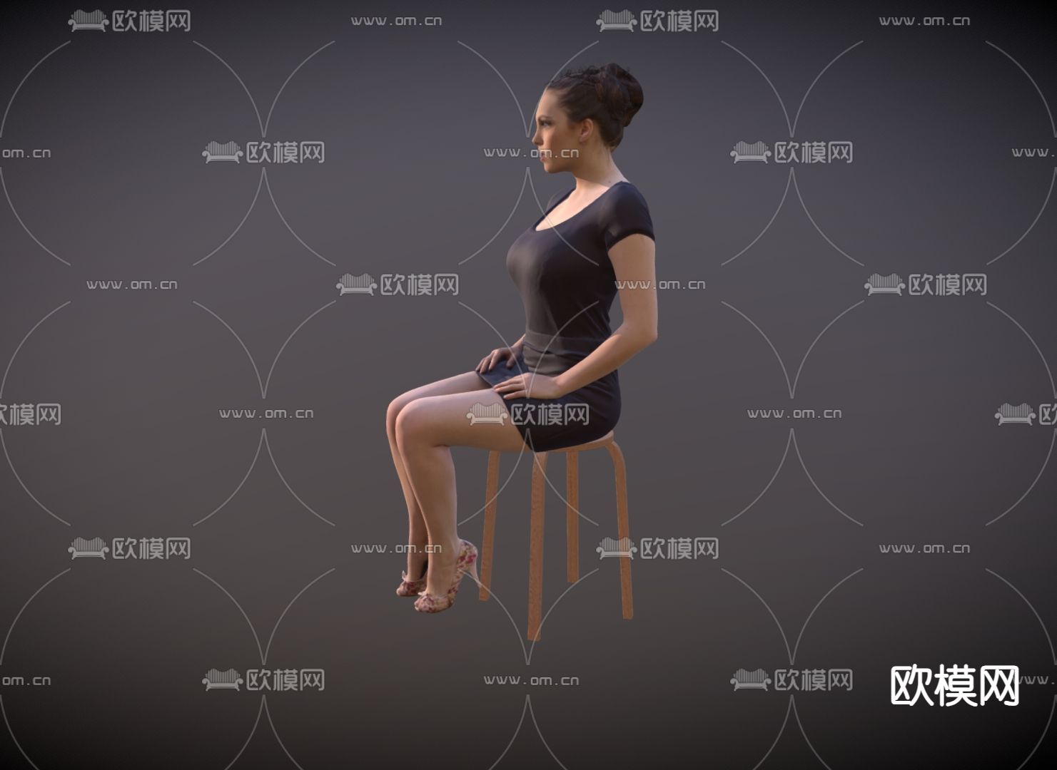 做椅子女3d模型下载（渲染图3）